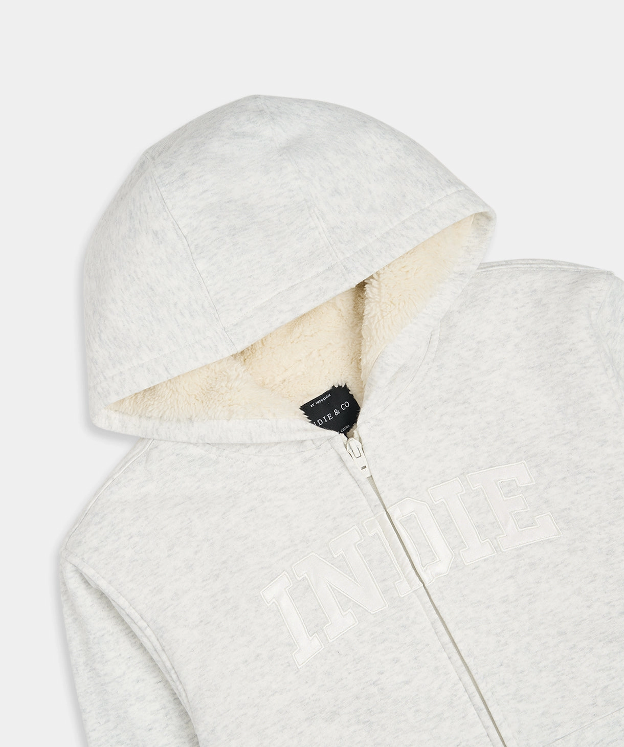 The Sherpa Huntington Hoodie - Light Grey Marle/White Embroidered Logo skateboard ride