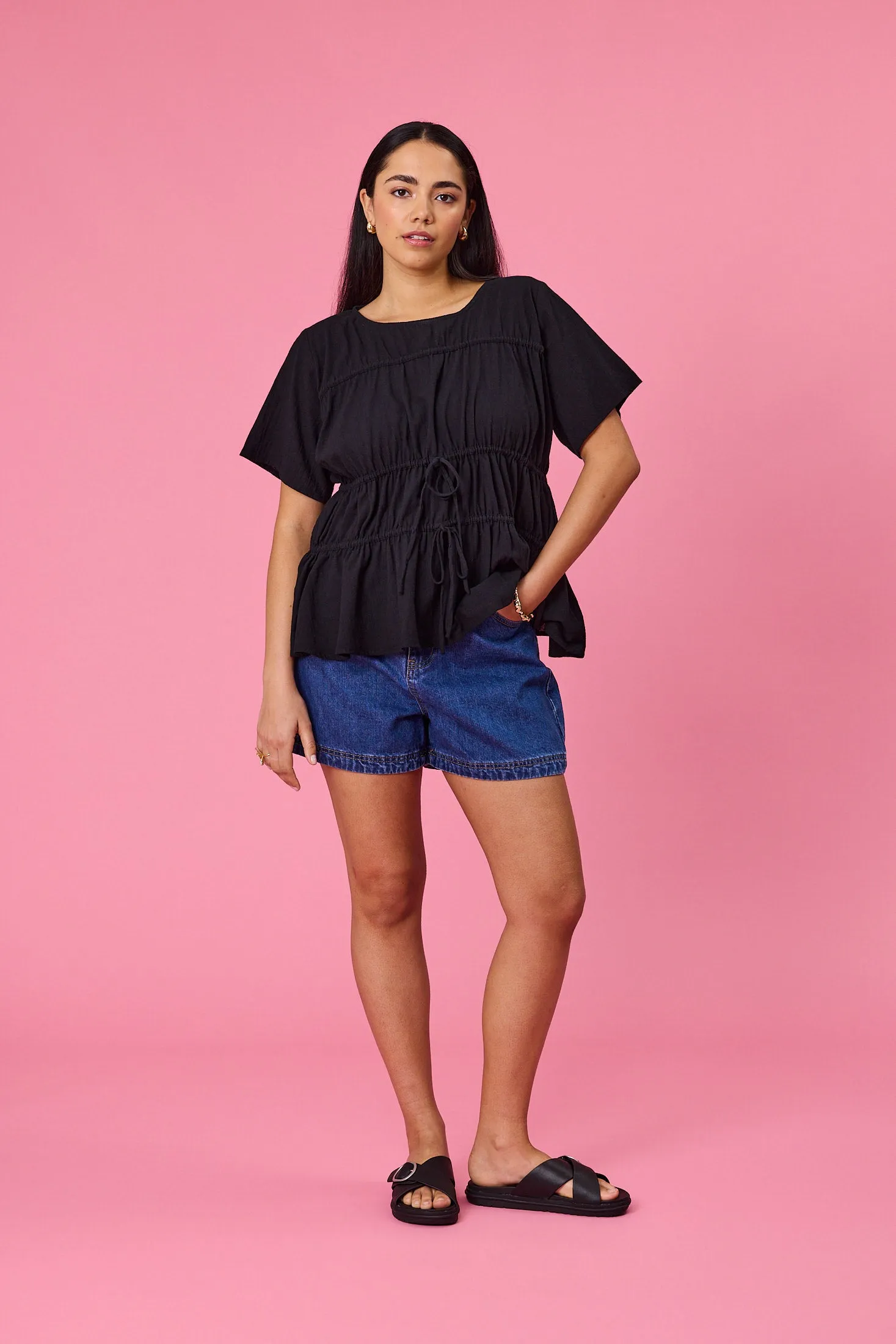 Lightweight Weave Ayva Lola Top Black