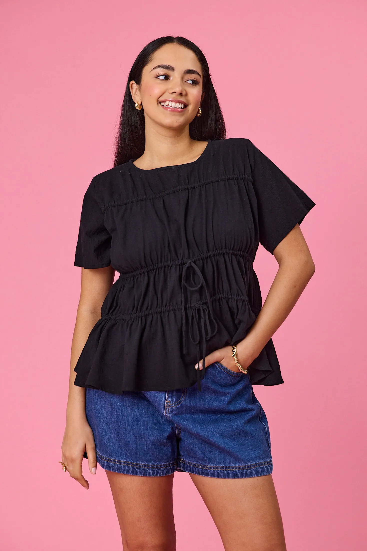 Ayva Lola Top Black FlexibleRibbing OrganicCottonBlend