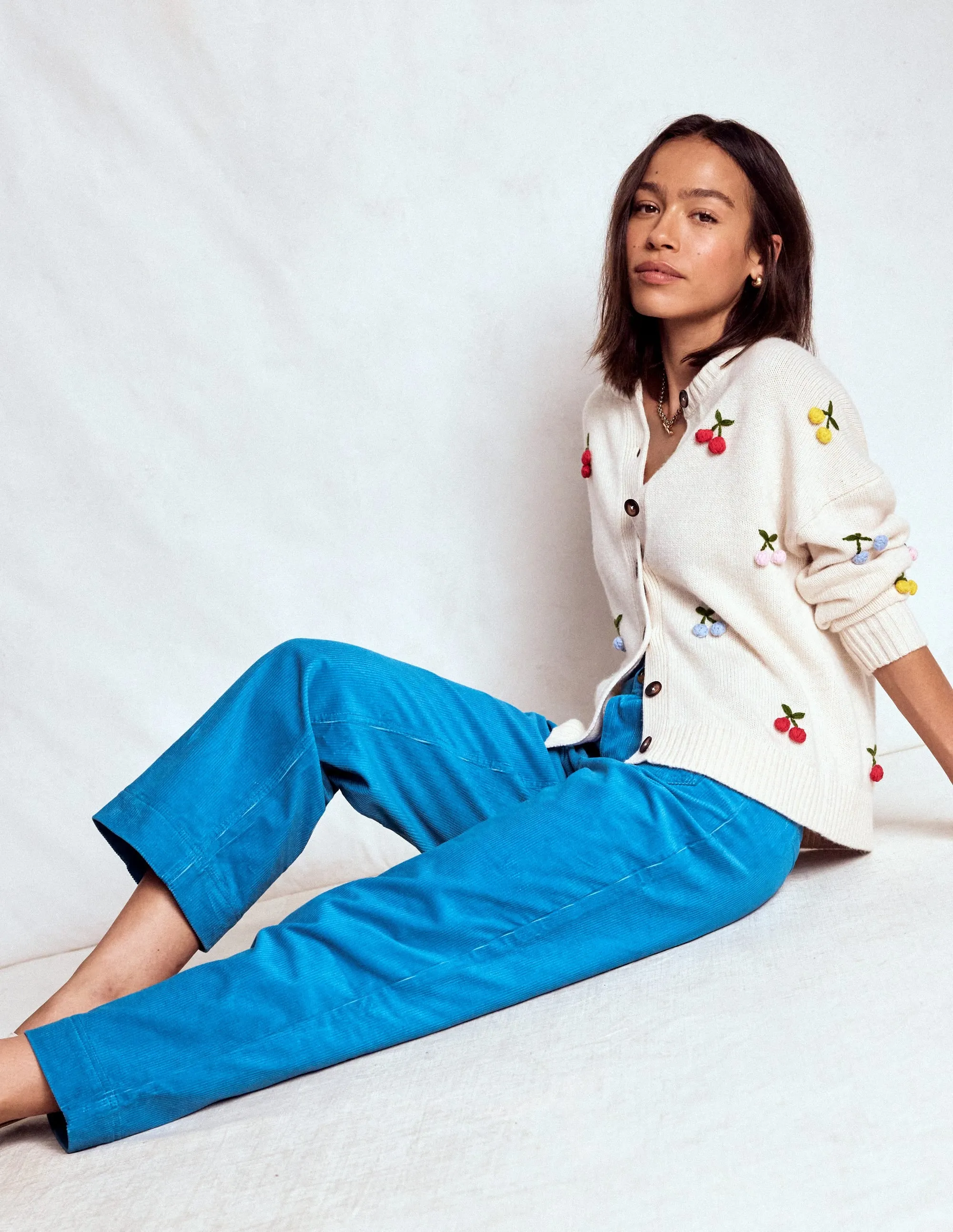 Layer-Friendly Primrose Cord Trousers-Bright Blue