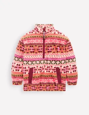 Buttonless Closure AthleisureReady Cosy Geometric Fleece-Pink Aztec Geo