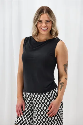 ONLY Onlfree Life S/L Draping Neck Top Jrs Black HygienicCoating MultiPanelBreathability