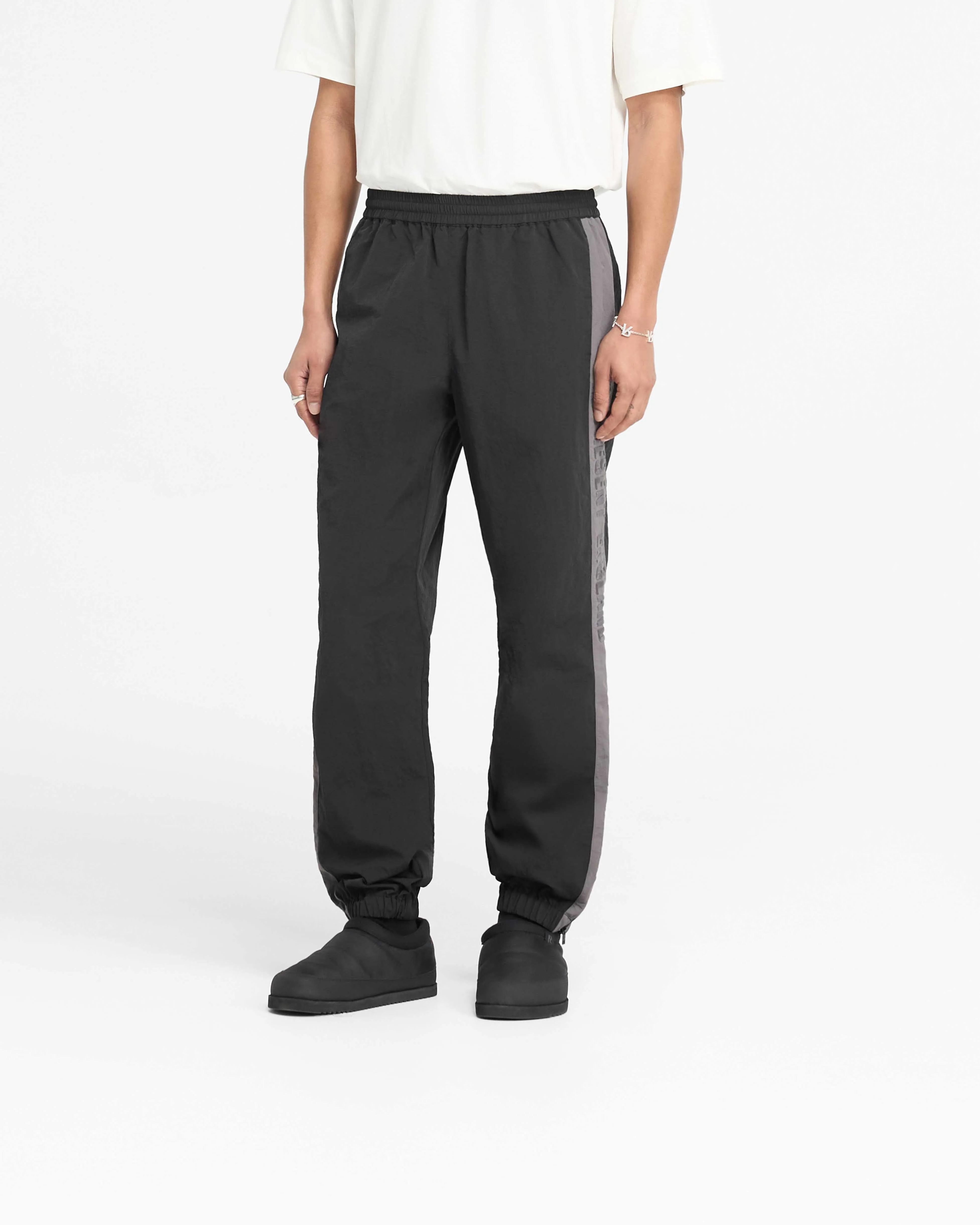 Nylon Track Pant - Black Comfortable Waistband