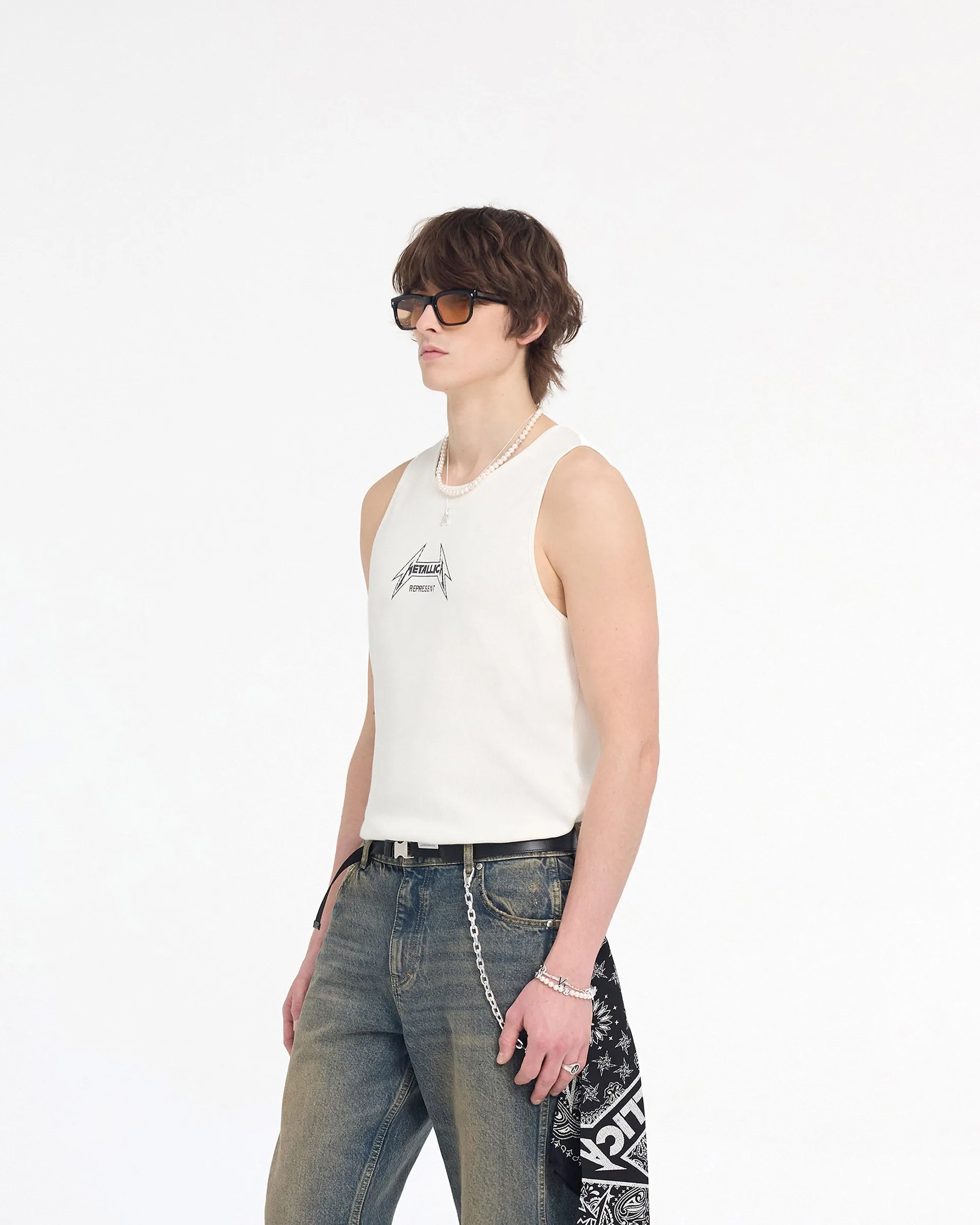 shopping Timeless Layer Represent X Metallica Local Crew Vest - Flat White