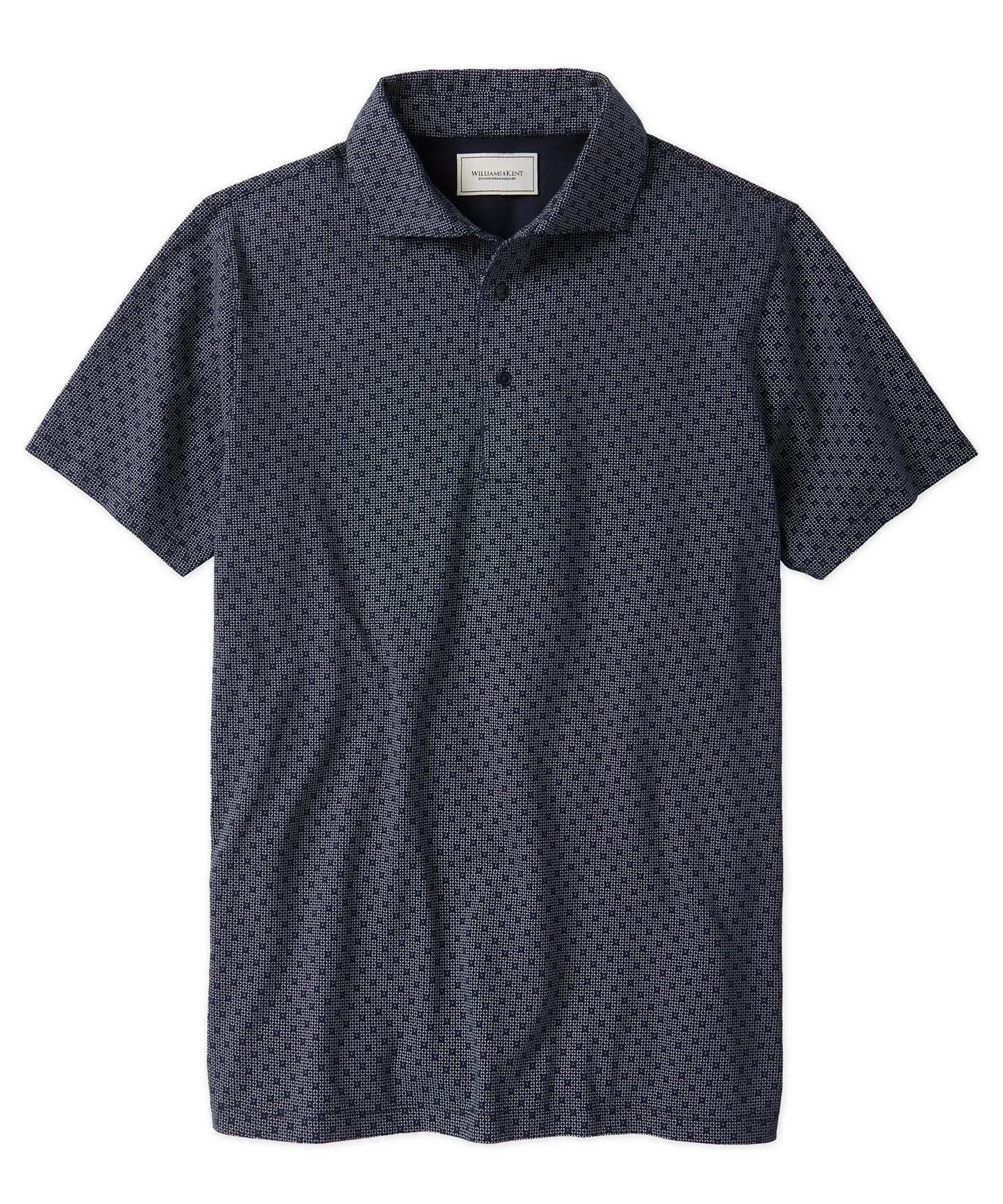 Roomy Cut Tonal Geo Print Polo Shirt