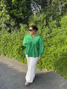 Comfortable Cotton StretchComfortDesign Elm Montana Blouse Pine Green