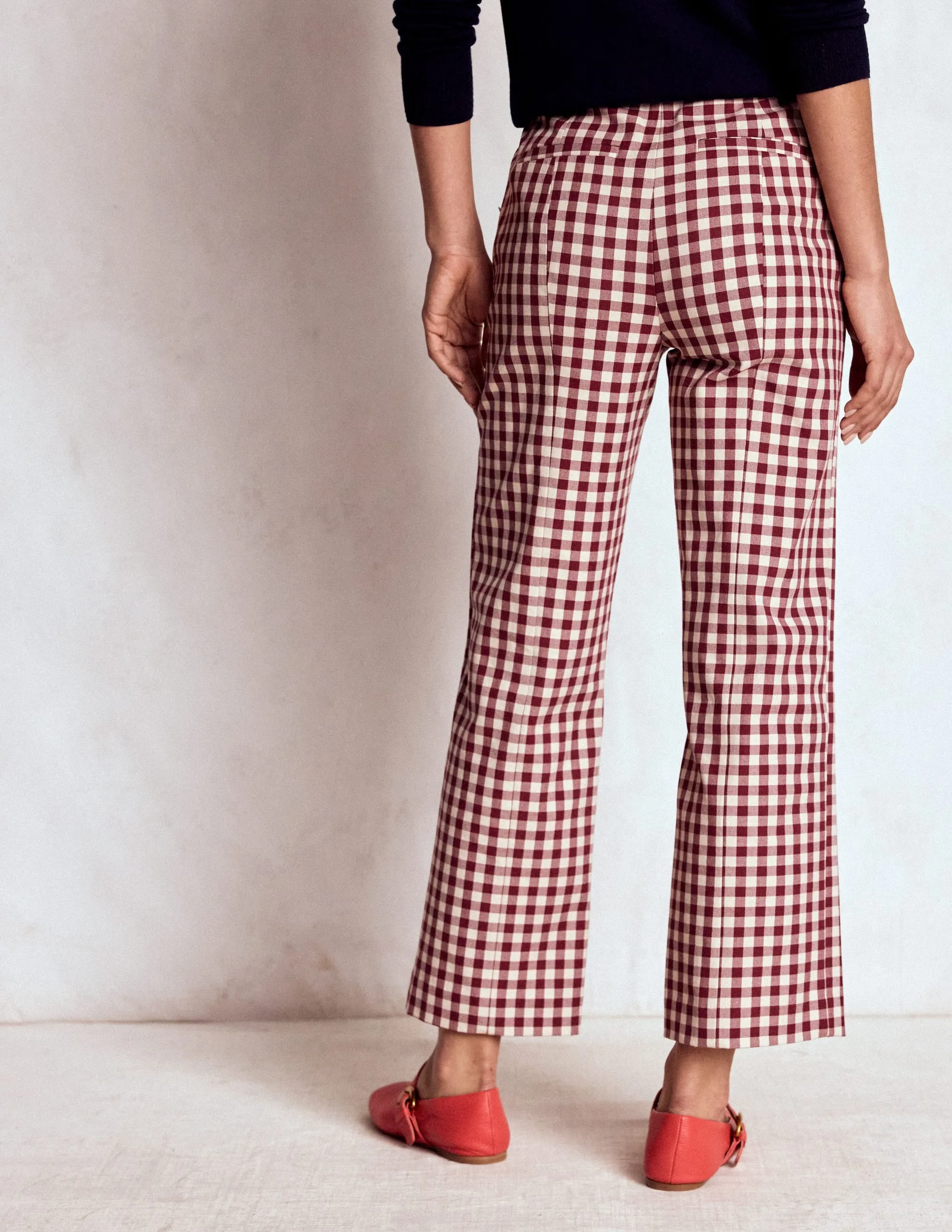 Stretchable Wear Smart 7/8 Trousers-Chestnut Gingham