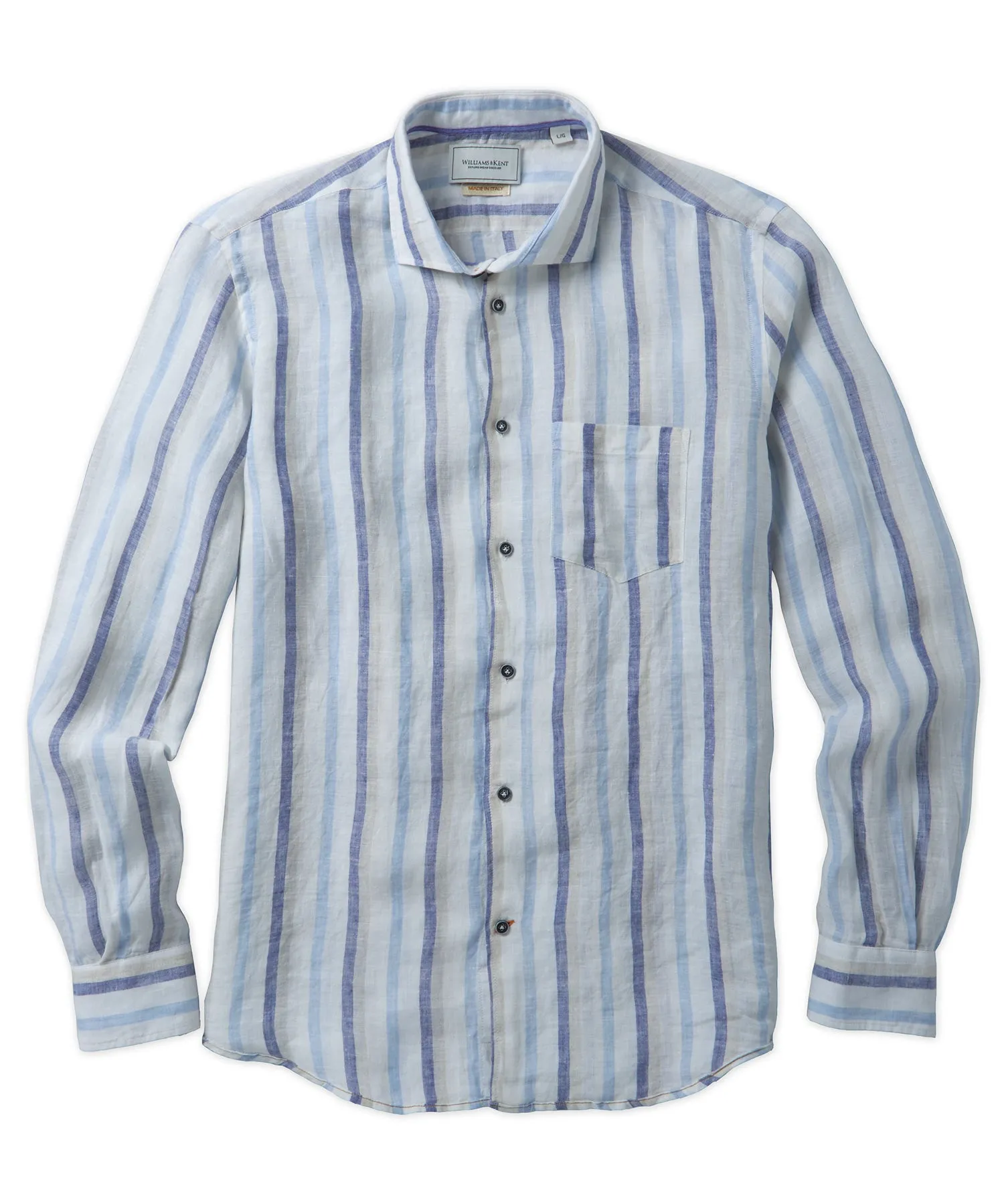 Casual Chic Amalfi Stripe Linen Long-Sleeve Sport Shirt