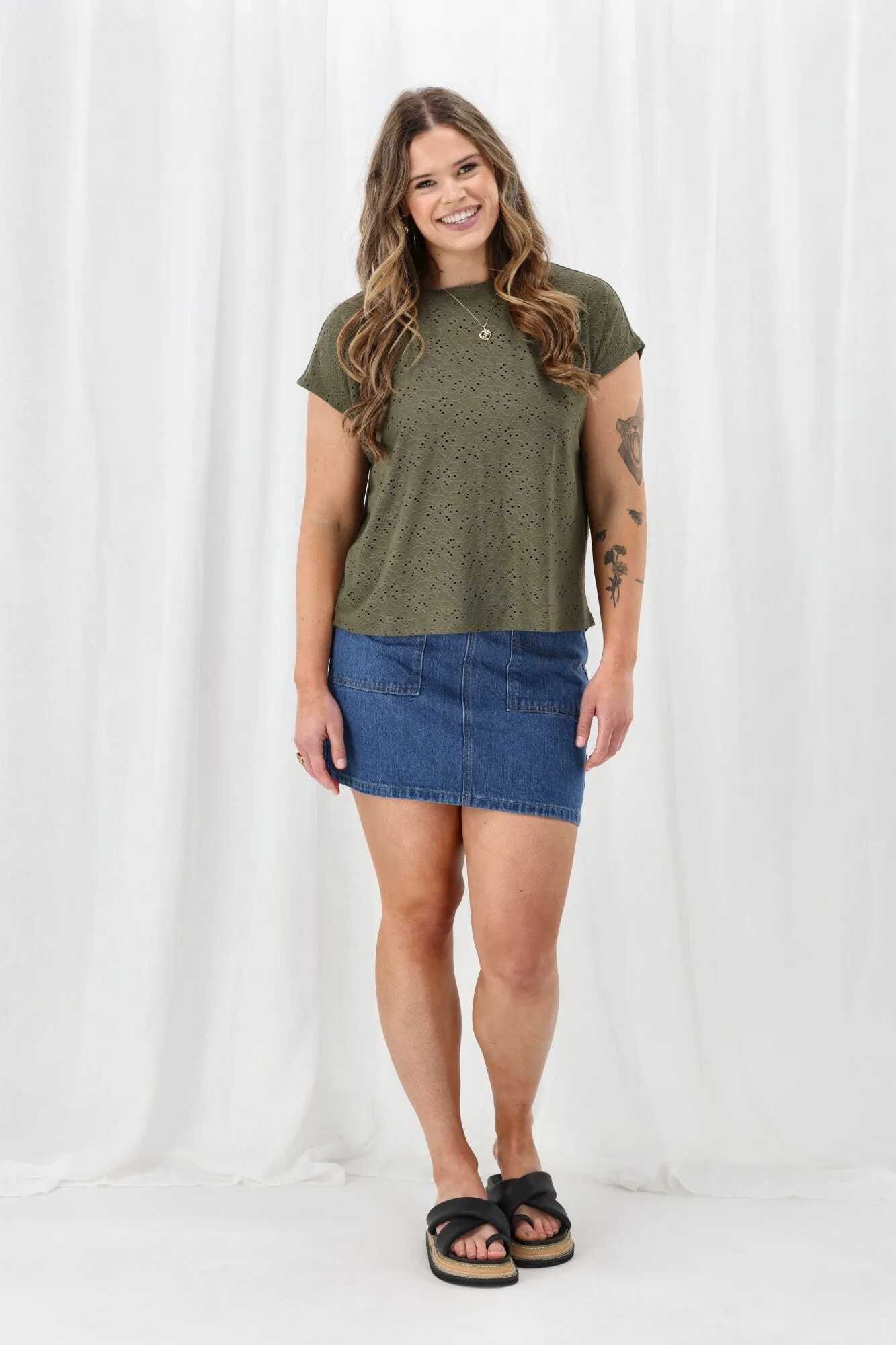 Microfiber Material Rolled Hem Finish ONLY Smilla Top Kalamata