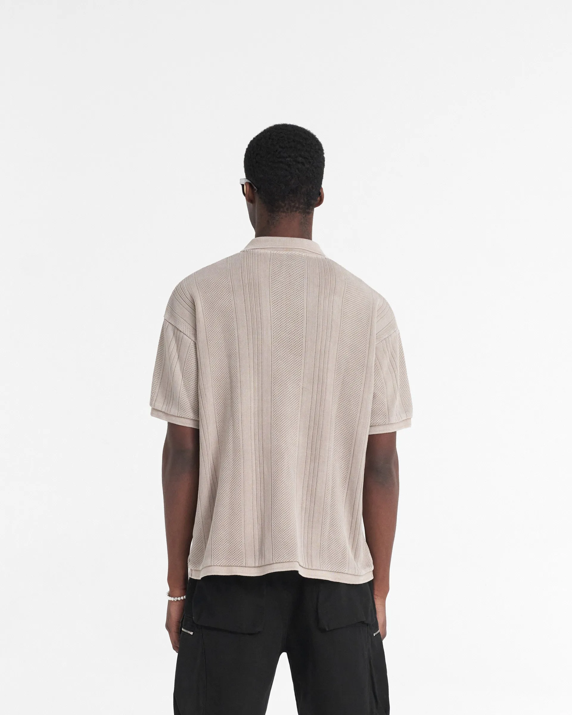 Airflow Mesh Panels Open Stitch Polo - Cashmere