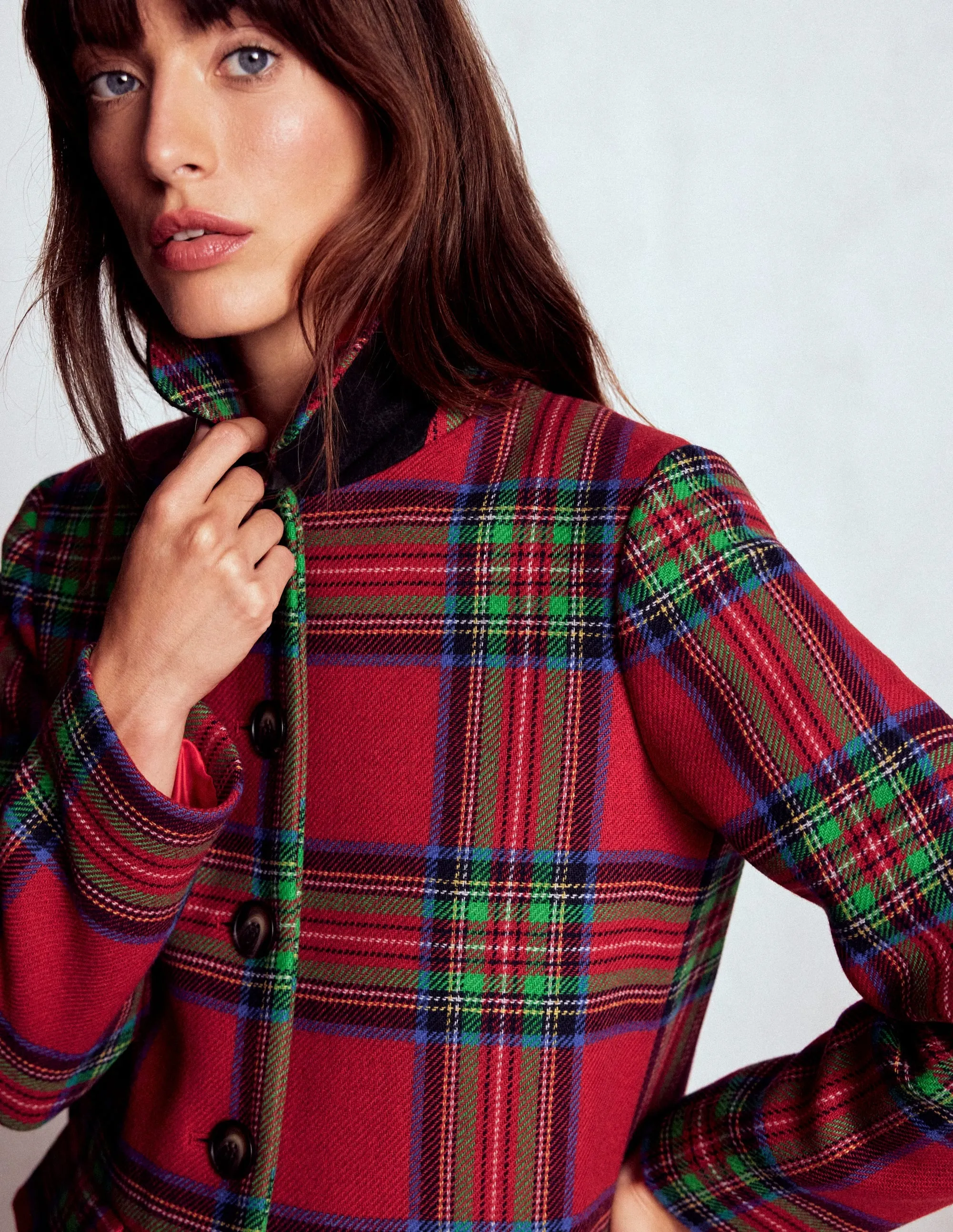 Edinburgh Swing Coat-Red, Blue and Green Check Moisture Managing Liner One Color