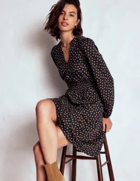 Sarah Short Jersey Dress-French Navy, Dijon Dot All Look Fit Choice
