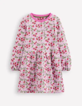 Flattering Shape Wear Family Joy Loopback Sweat Dress-Soft Lavender Vintage Berry