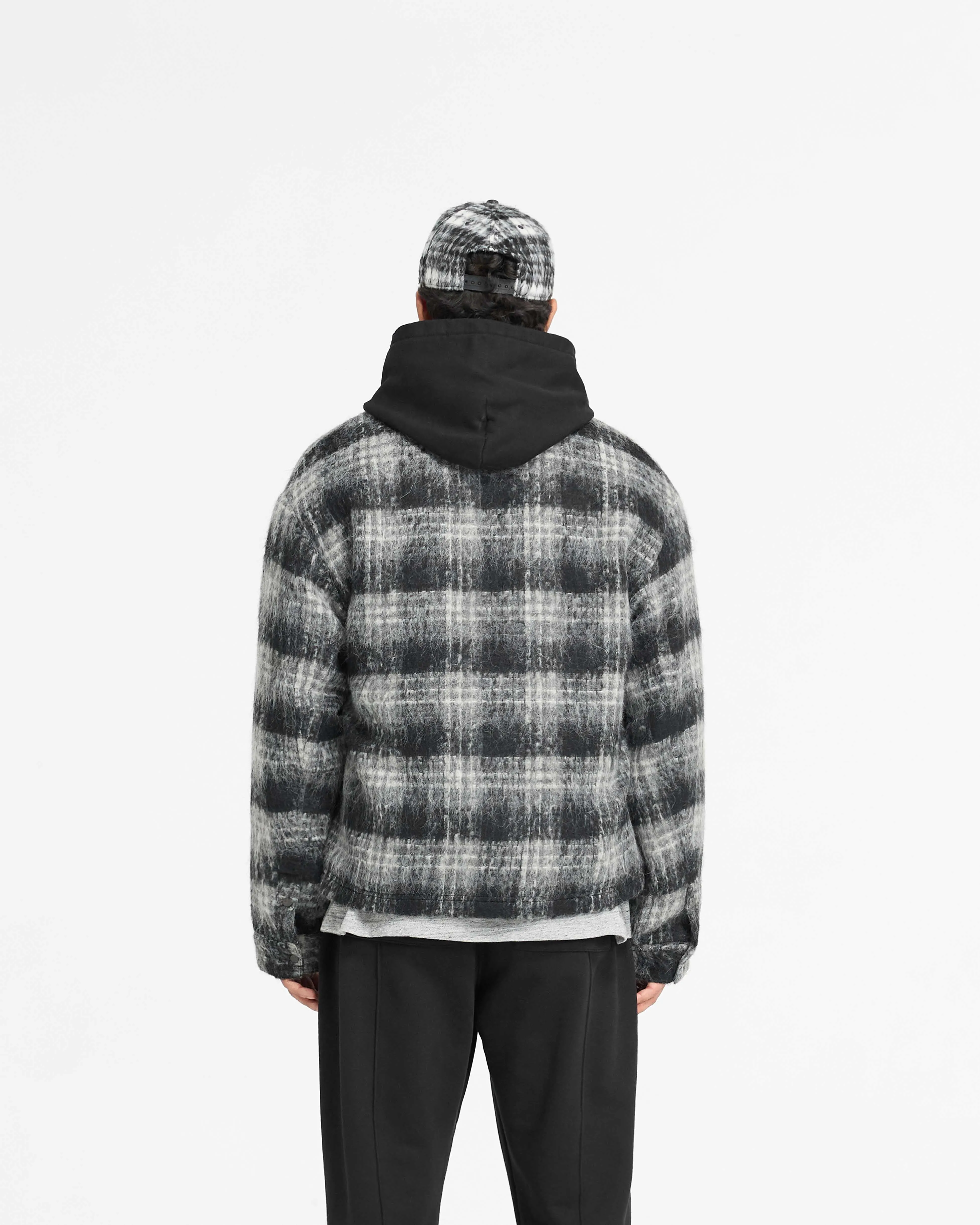Luxurious Feel Flannel Check Overshirt - Jet Black