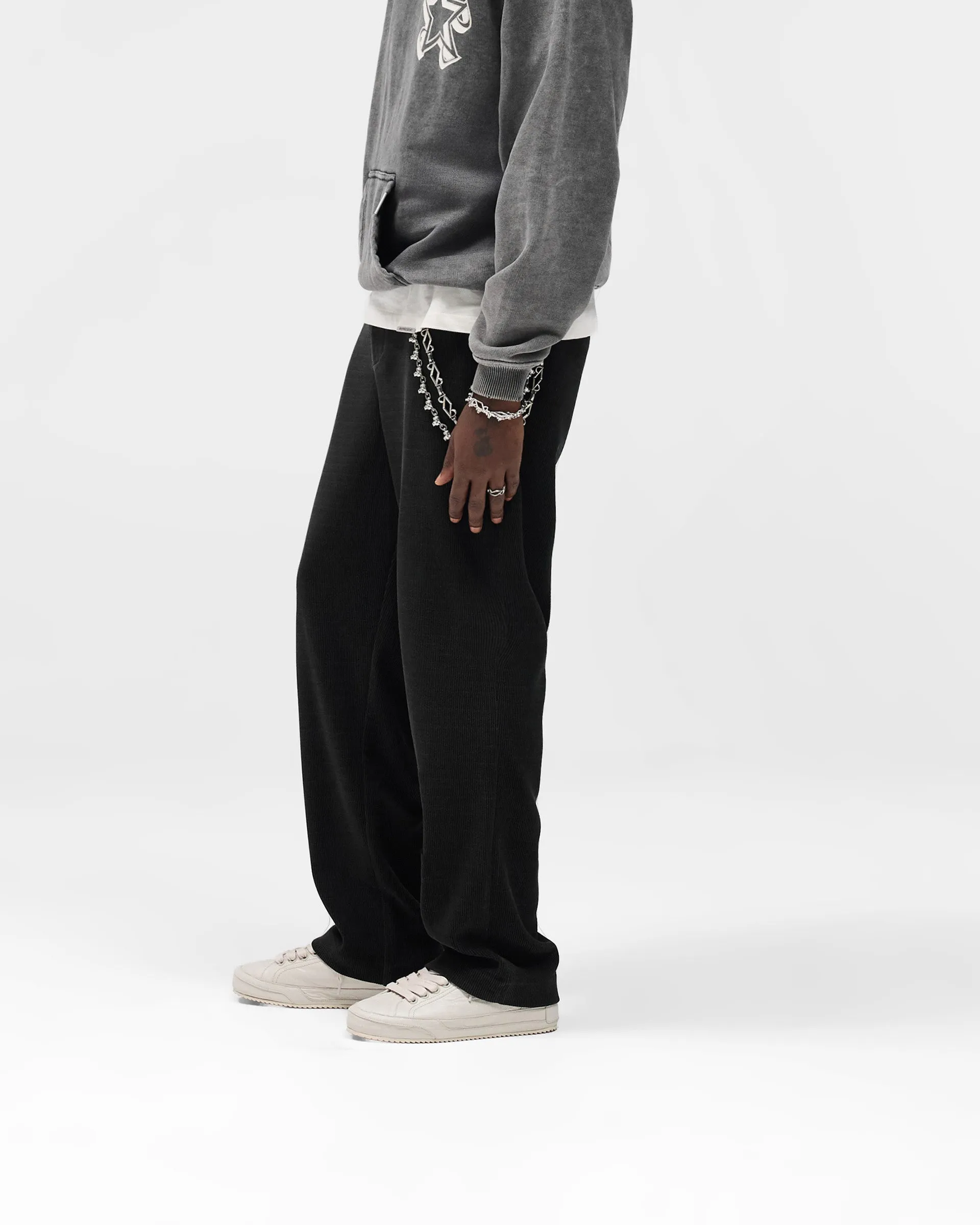 Ribbed Hybrid Pant - Washed Black Machine washable
