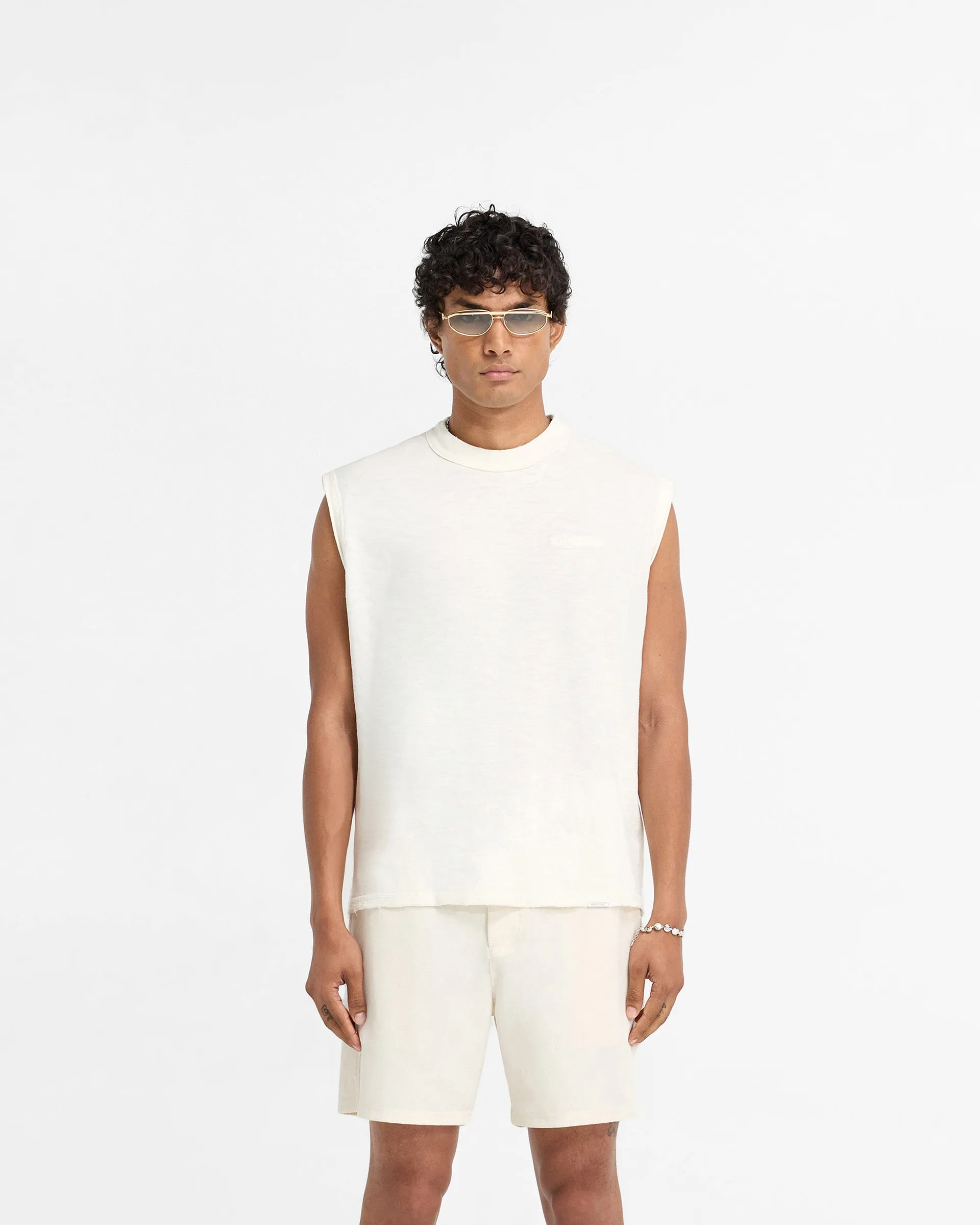 Roomy Fit Lightweight Fashion Slub Tank - Flat White