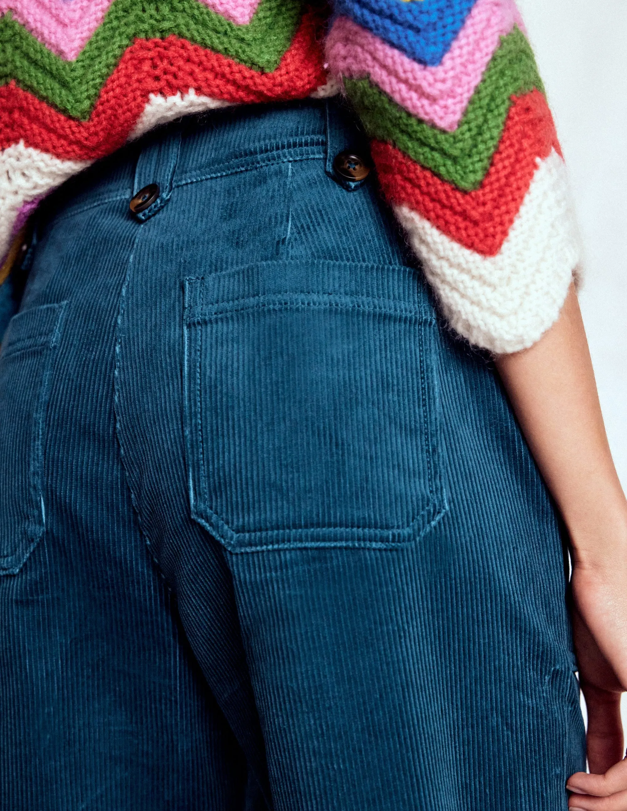 Pimlico Cord Trousers-Indigo Blue ExtendedSizeRange Modern Relaxed