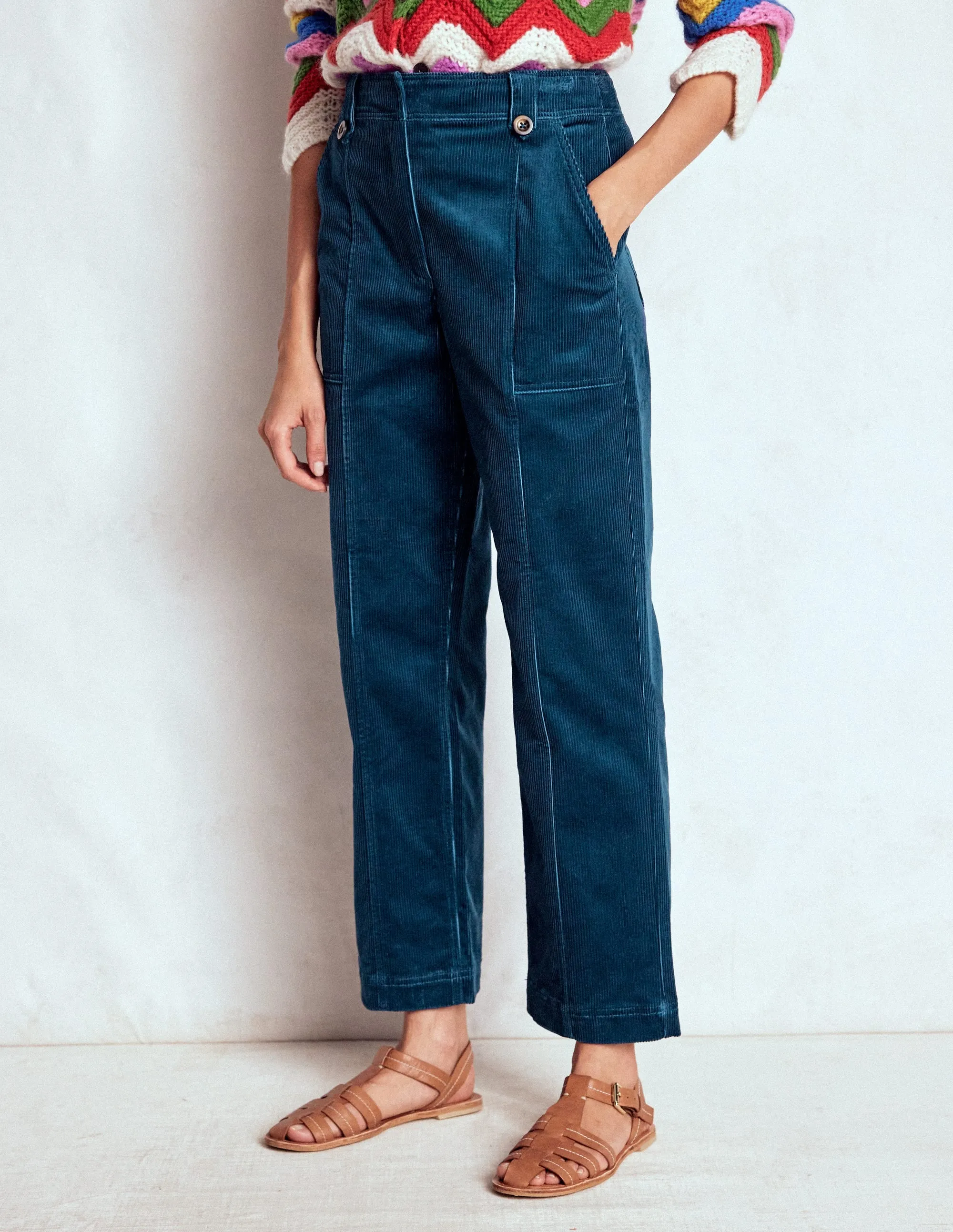 Eco Friendly Dyeing Pimlico Cord Trousers-Indigo Blue