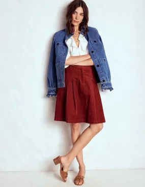 Pleated Cord Skirt-Fired Brick Fit Choice