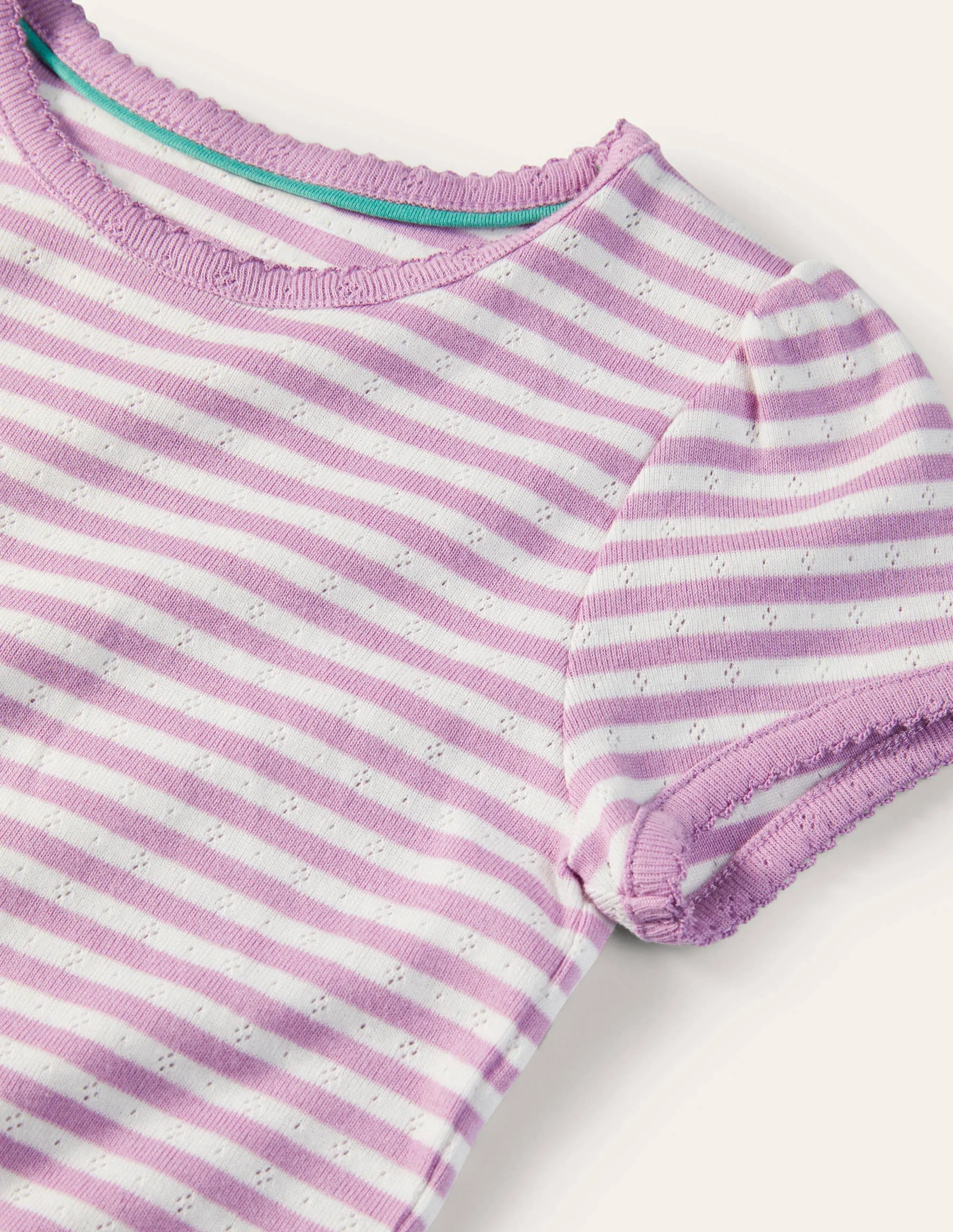 Short Sleeve Pointelle Top-Sugared Lilac MoistureWicking Airflow Ventilation Zones