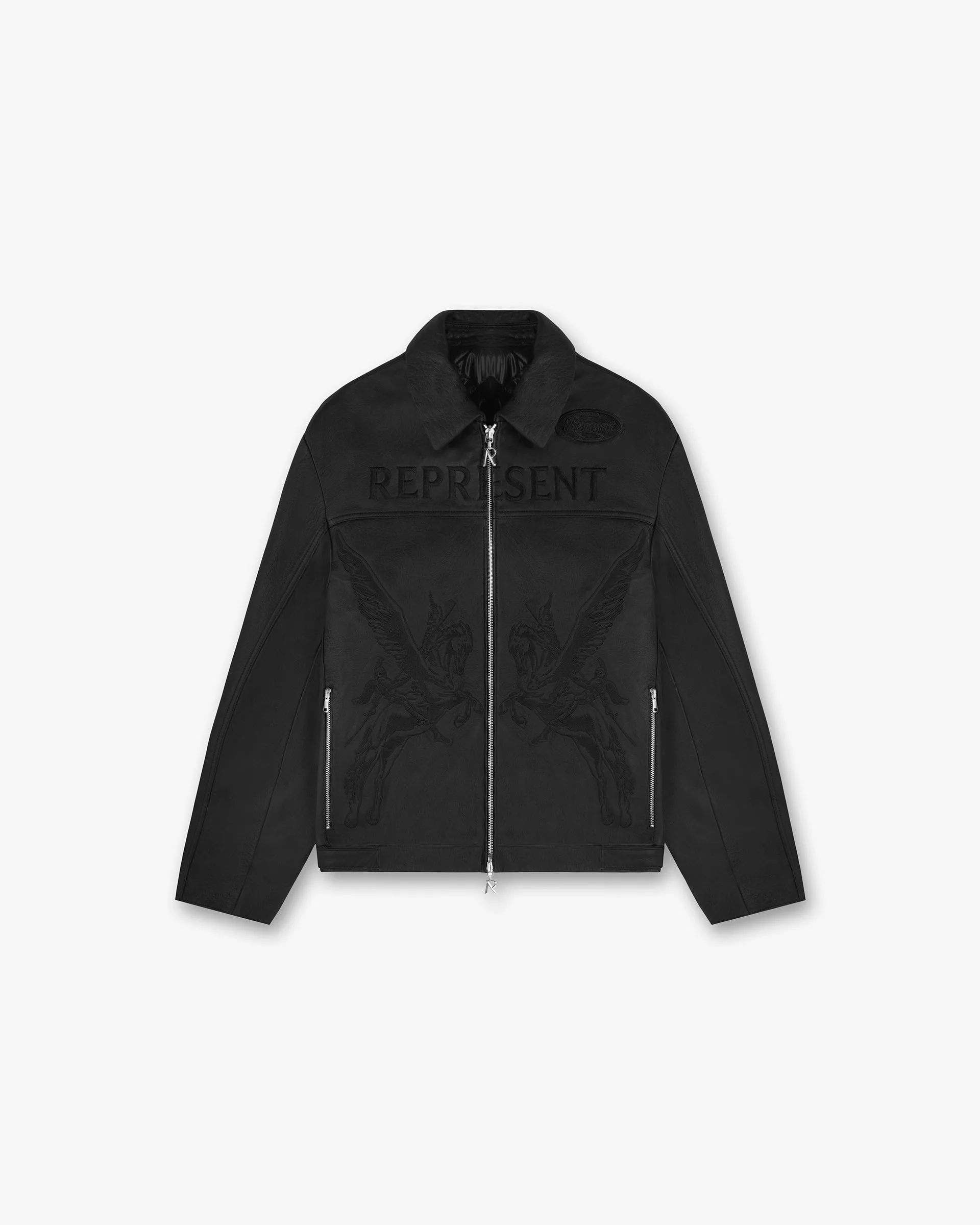 Powered By Represent Motor Jacket - Black Organic Cotton Blend Tear Resistant Knit