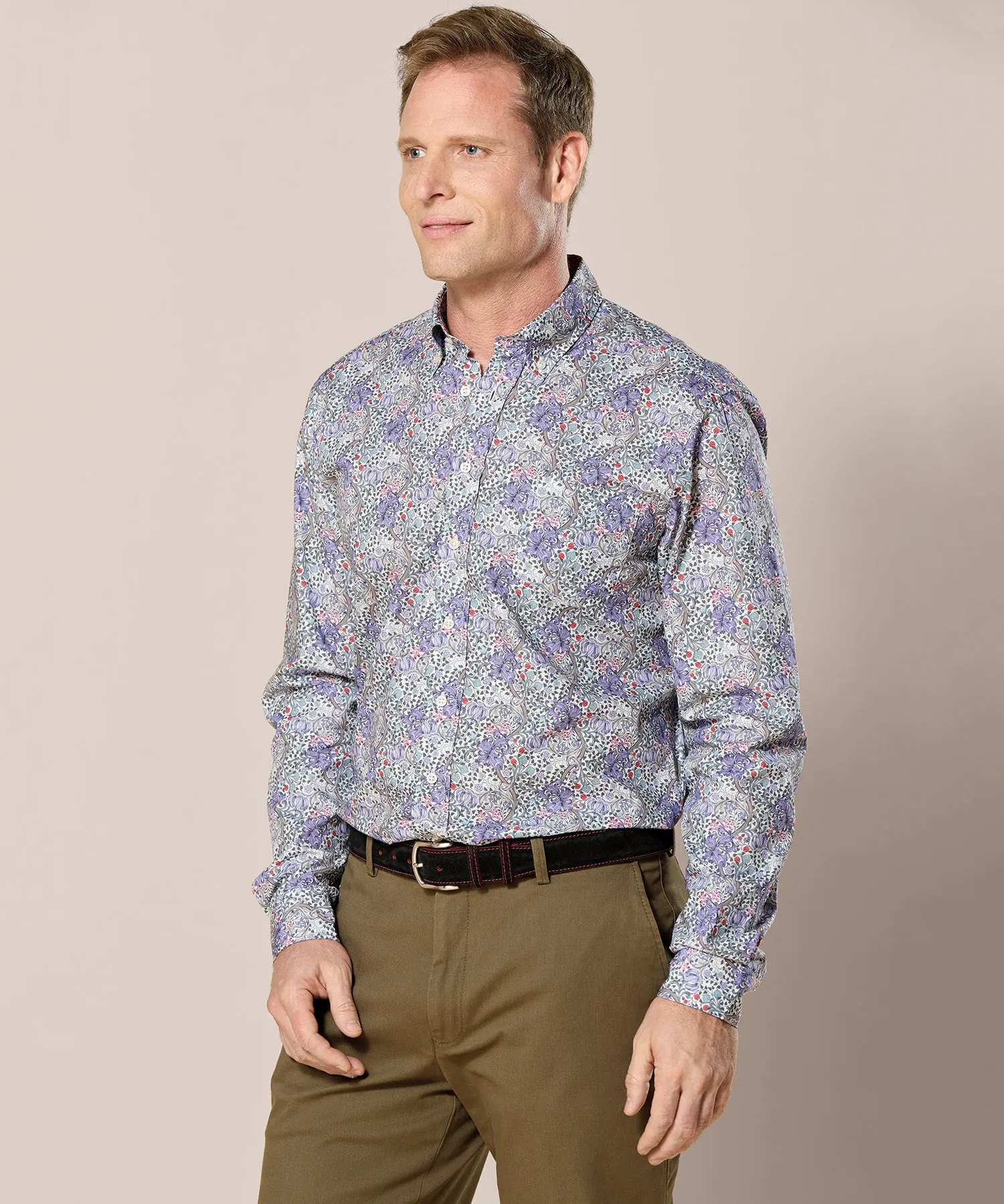 Alan Paine of England Victorian Print Sport Shirt Rugged Style