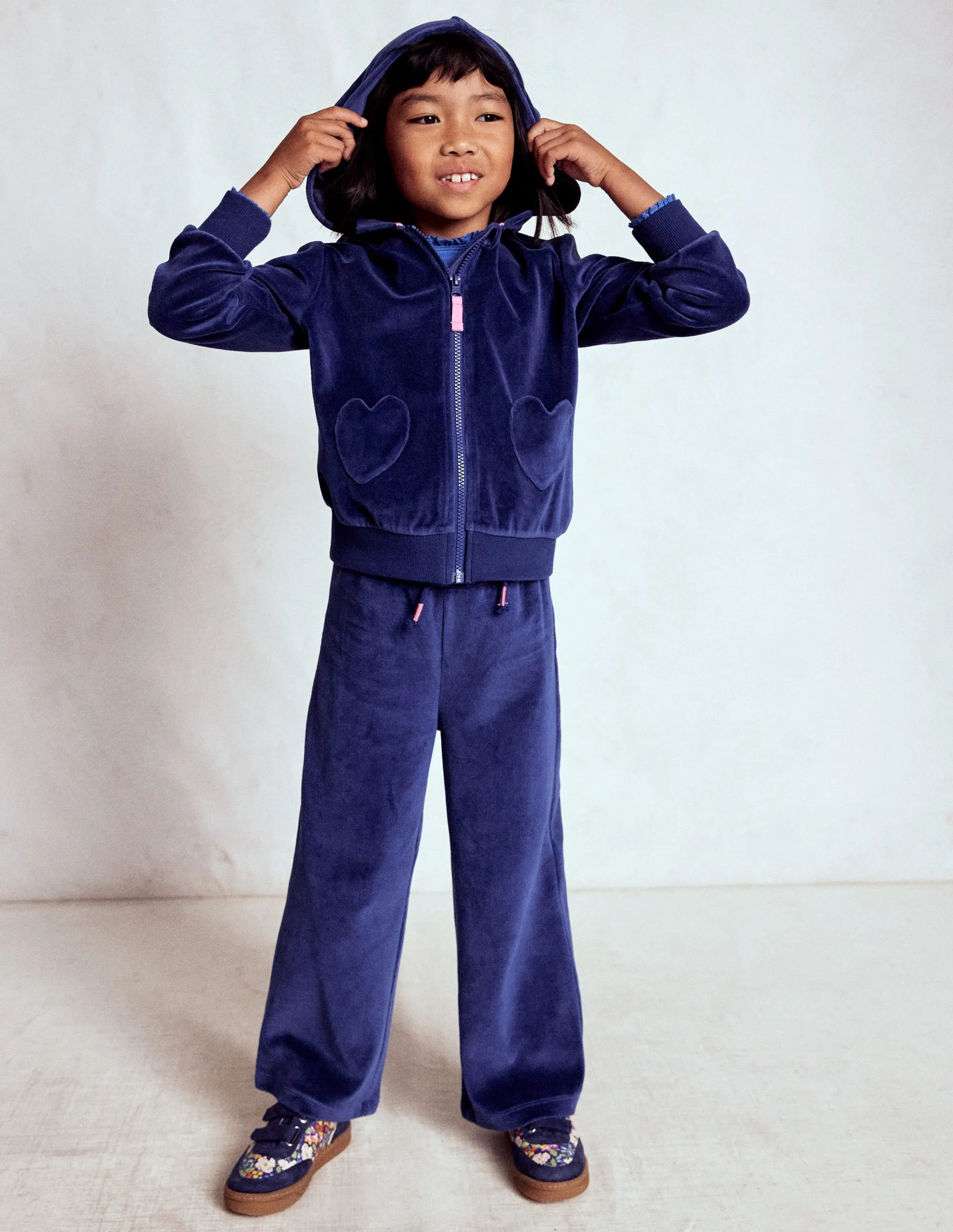 SlimFit Velour Hoodie-Starboard Blue