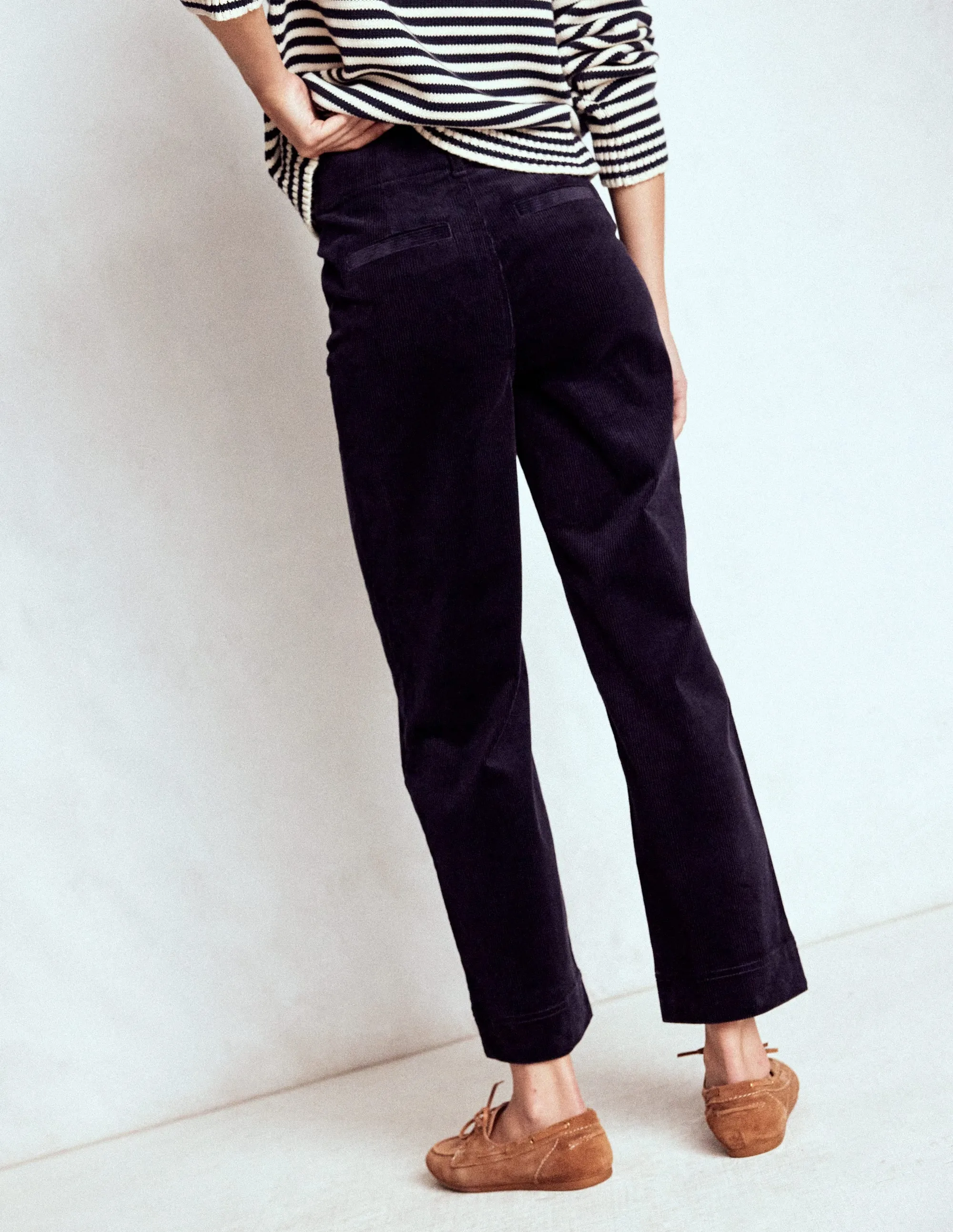 Primrose Cord Trousers-Navy clean look