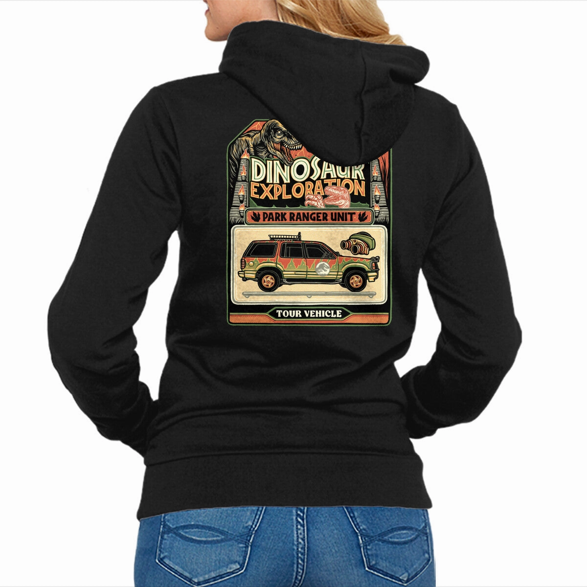 Dinosaur Exploration Vehicle Cozy Hoodie