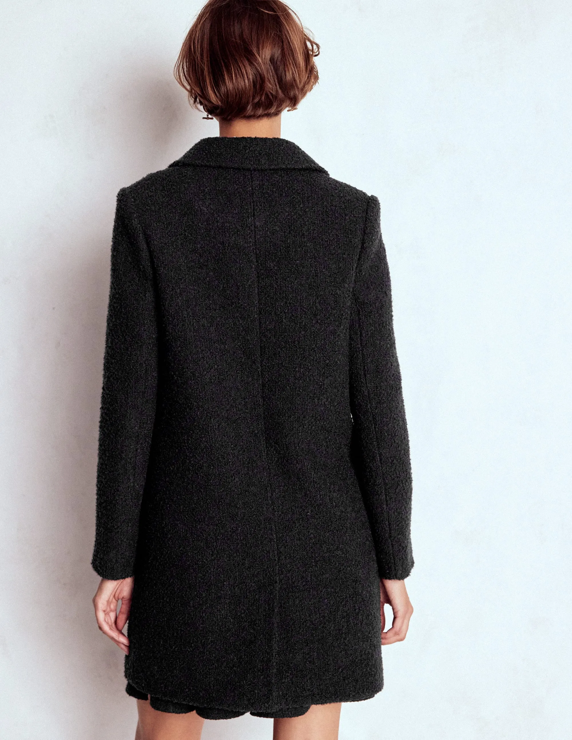 Carlisle Wool Coat-Black Tear Resistant Fabric Anti Pilling Textile