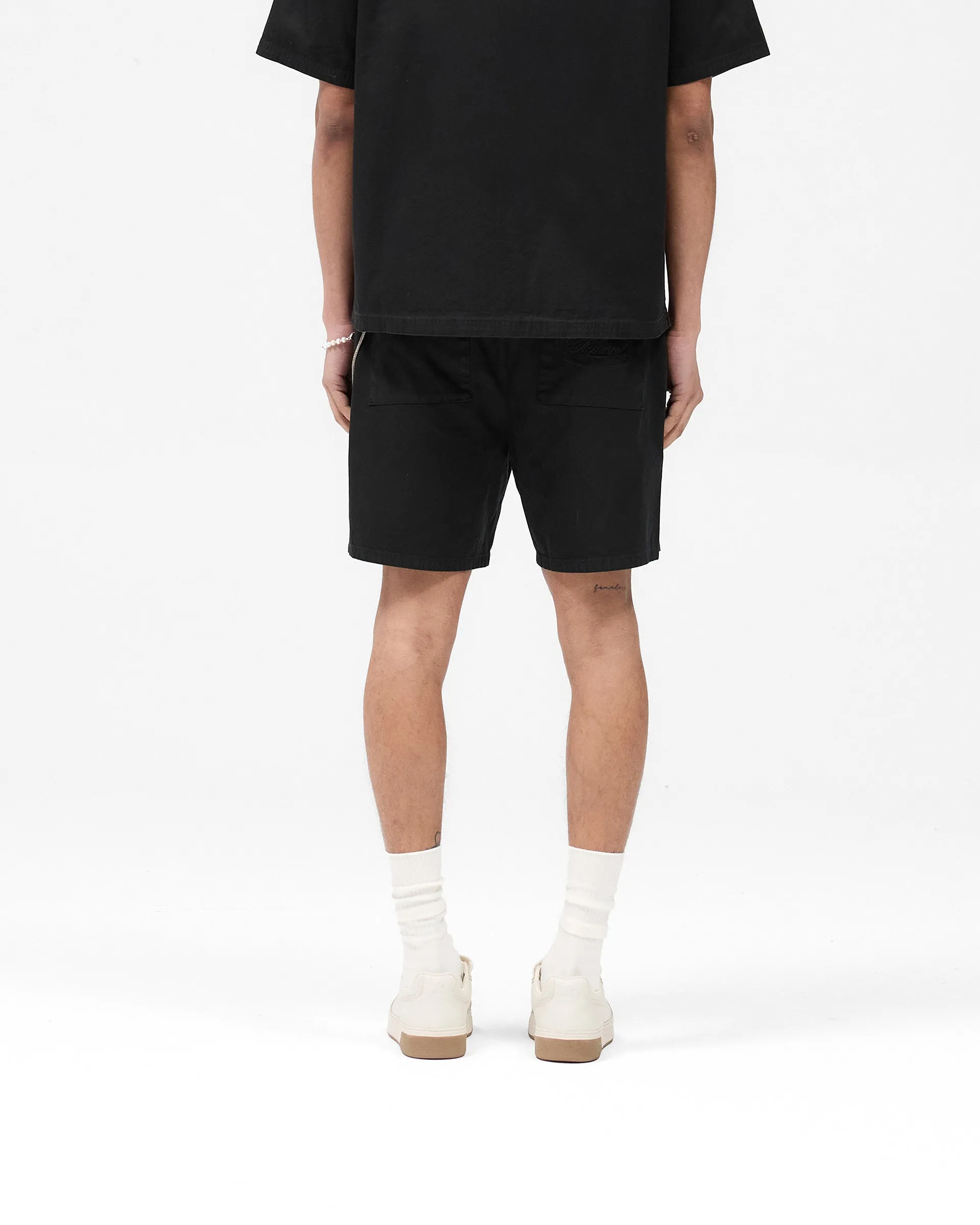 Cotton Tailored Short - Jet Black Wool blend