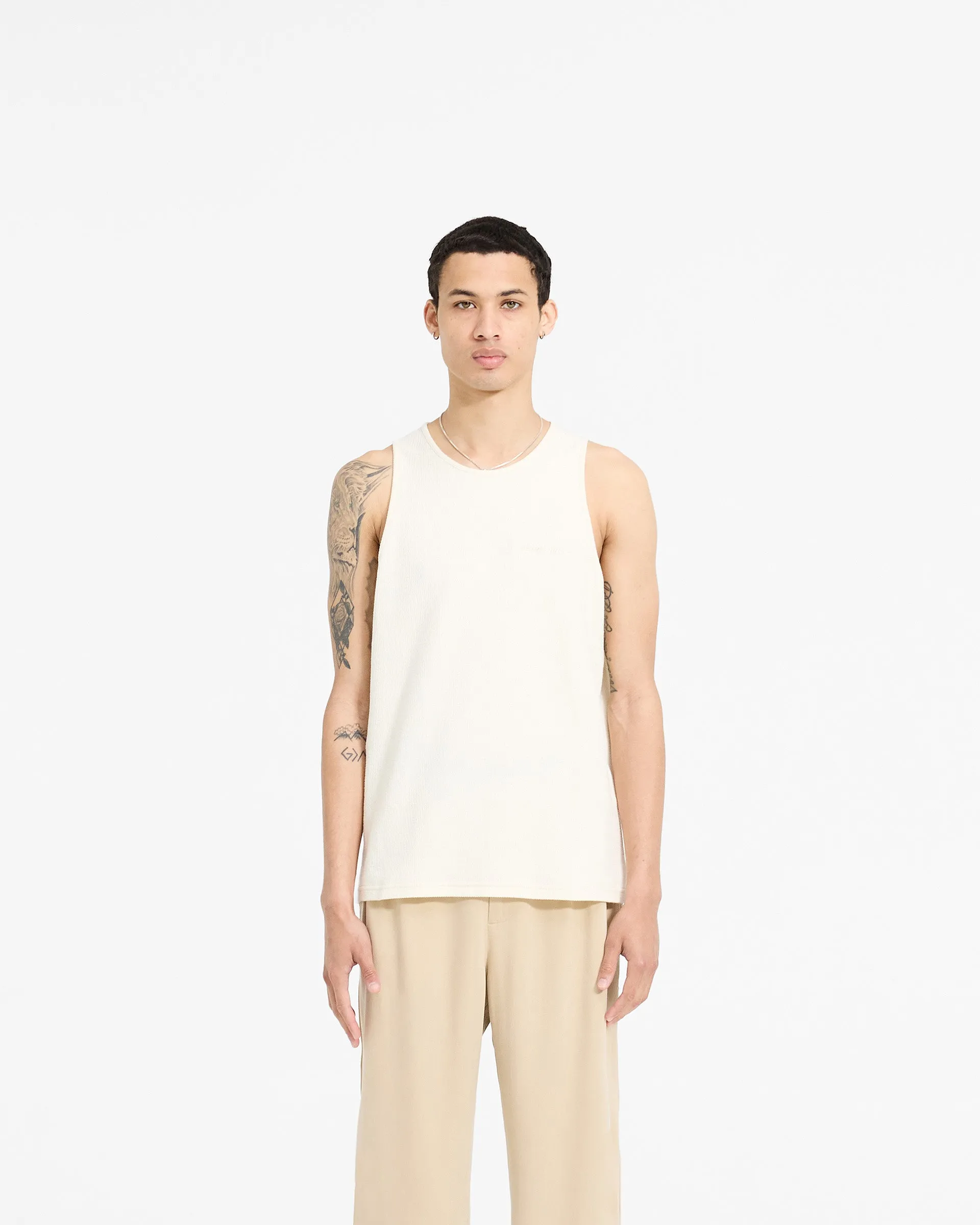 Everyday Look Wear Soft Touch Waffle Vest - Antique White