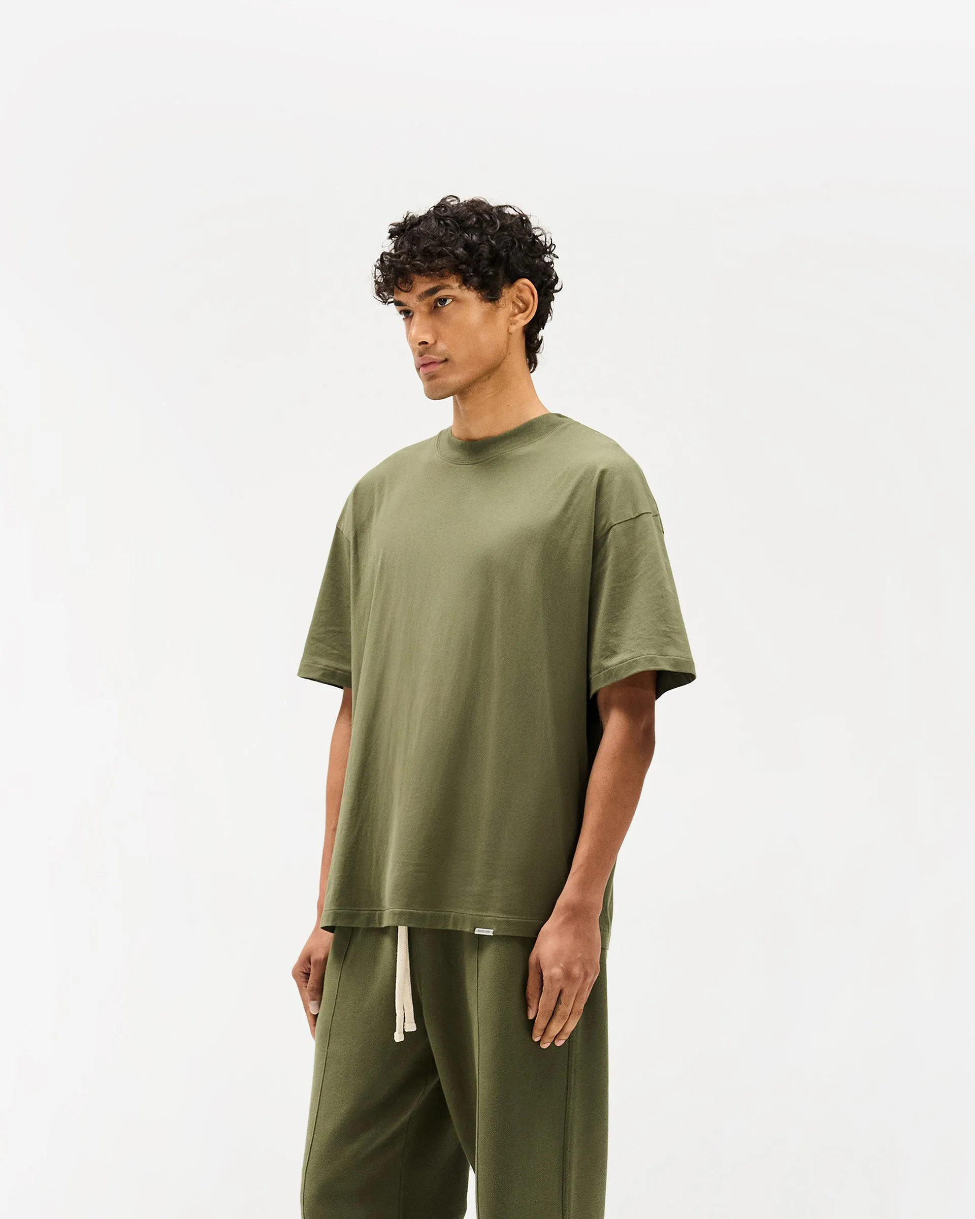 Soft Material Comfort Apparel Initial Oversized T-Shirt - Army Green