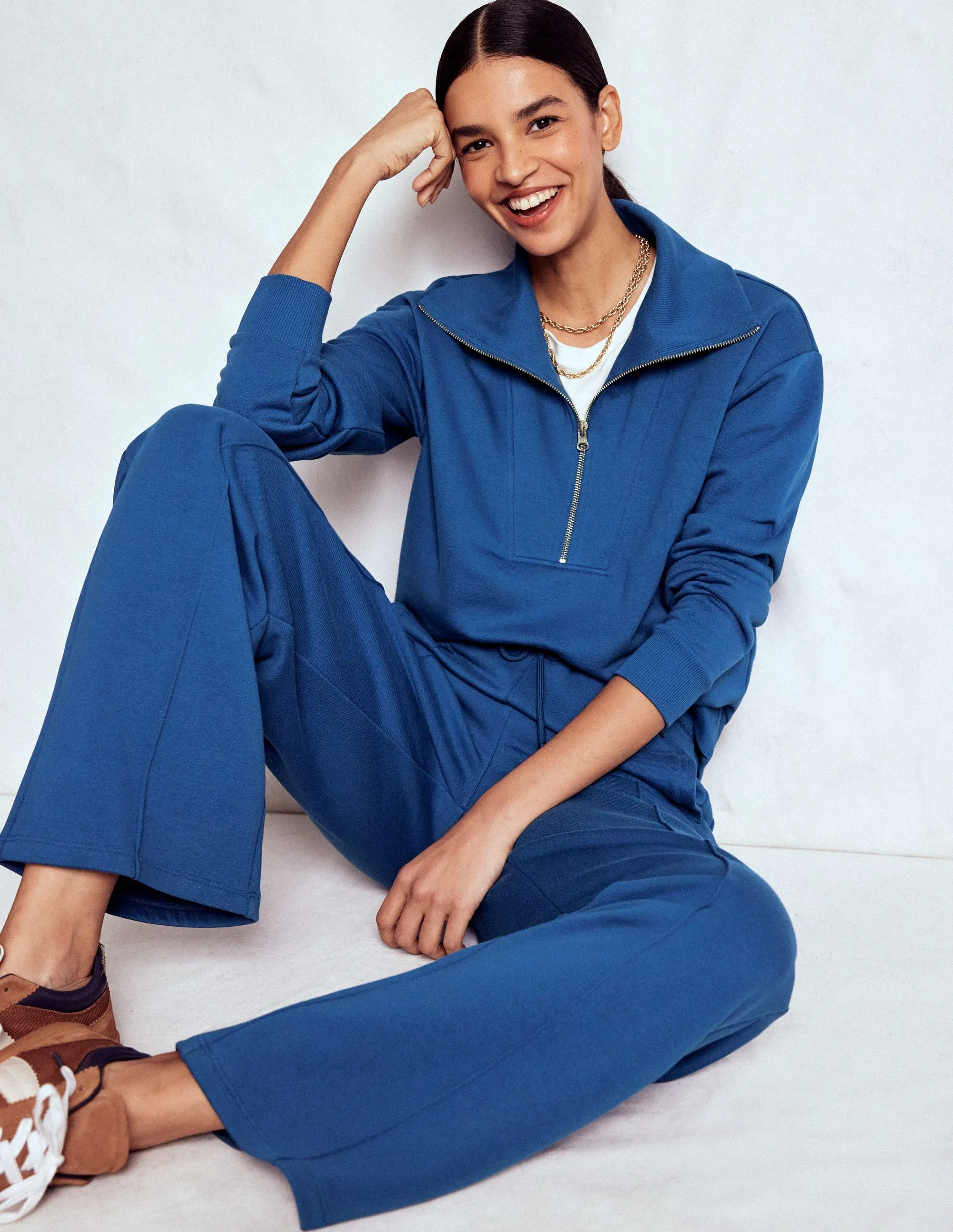 Low Profile Fasteners Wide Leg Joggers-Tourmaline Blue