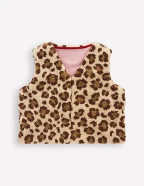 Cold Resist Articulated Ergonomic Fit Relaxed Borg Gilet-Leopard