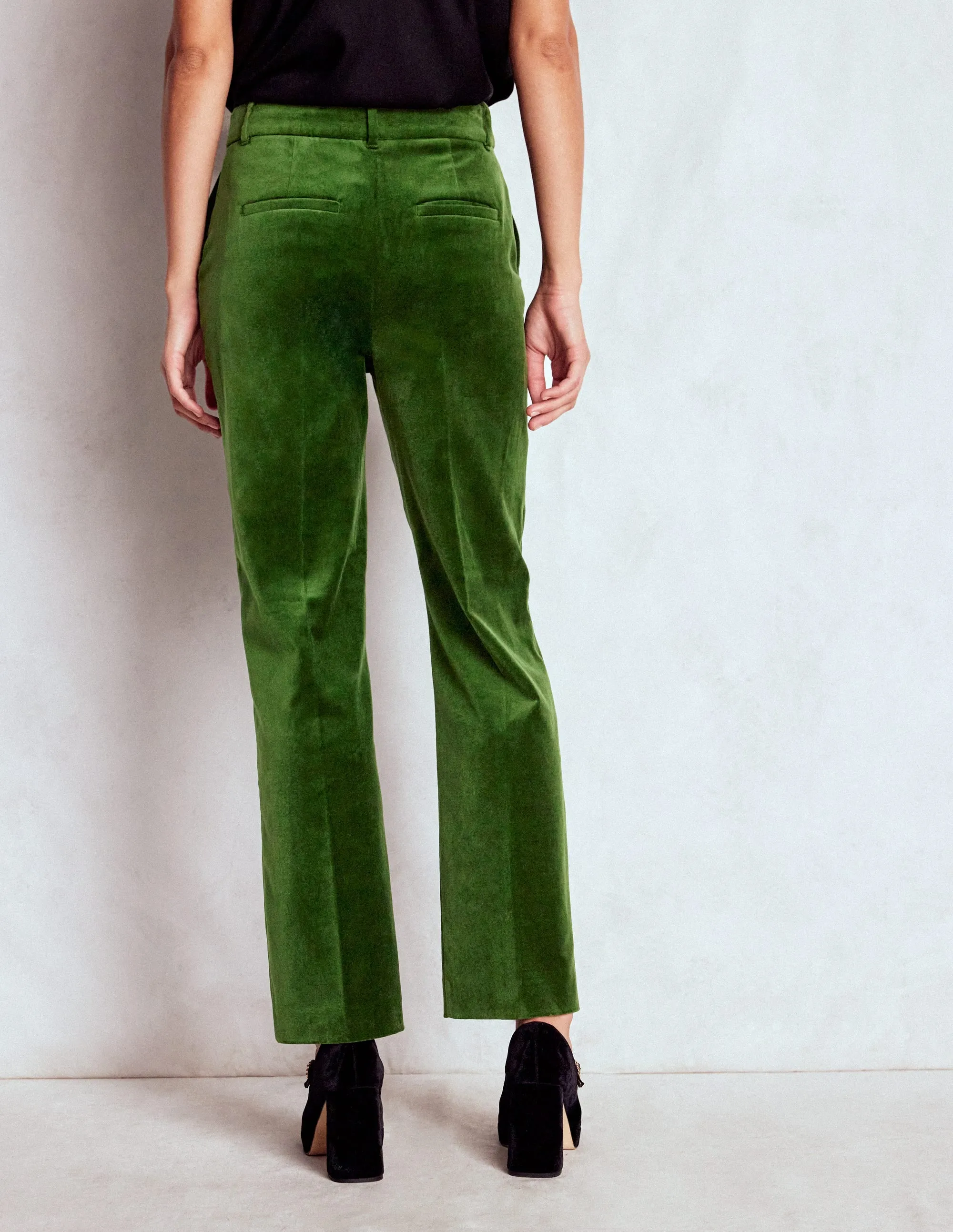 Canonbury Velvet Trousers-Green Fir Anti Snag Fabric