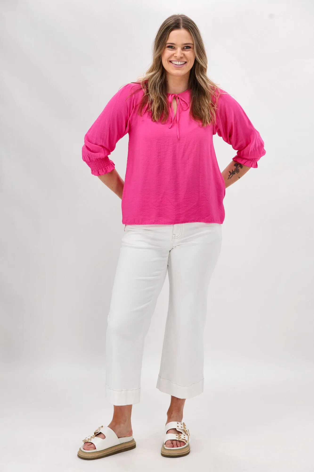 TaglessCollar AdjustableCuffSystem Sunday Boho St Tropez Top Pink