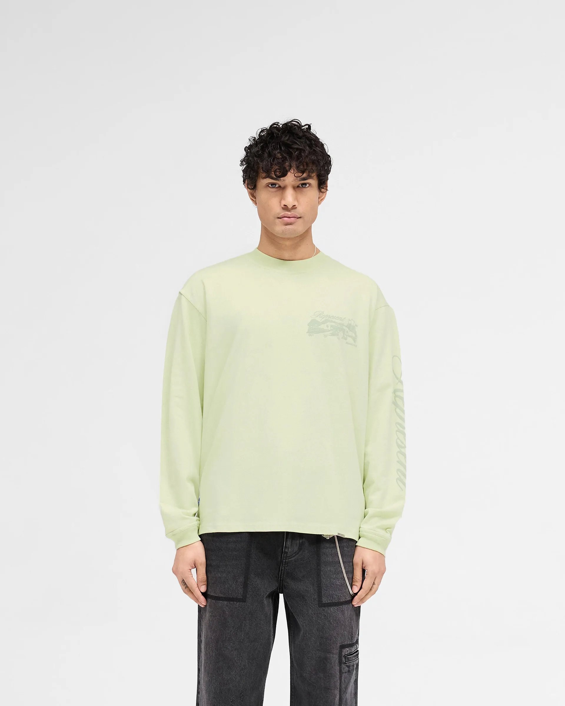 layerable Comfy Performance Wear Raceway Long Sleeve T-Shirt - Matcha