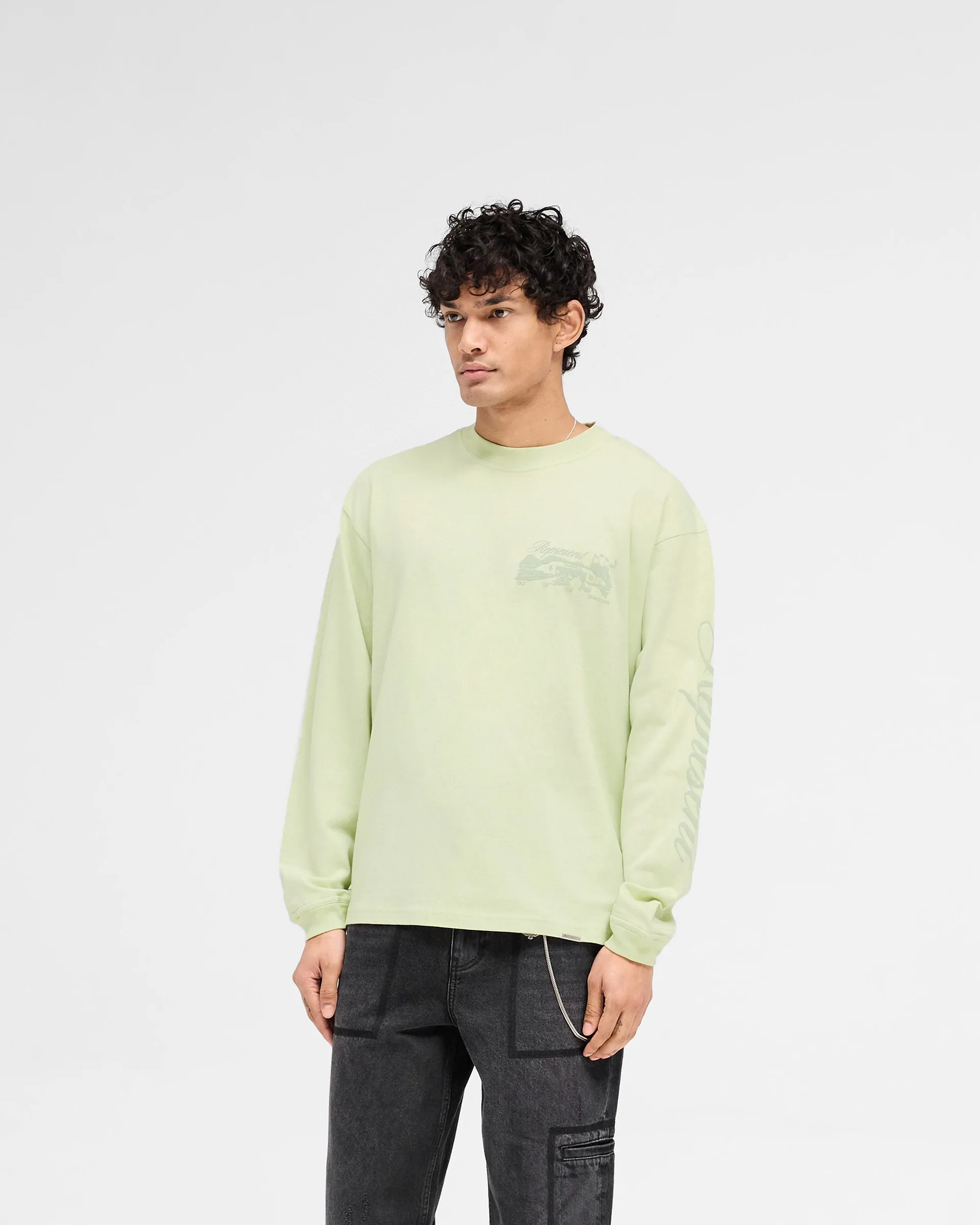 Raceway Long Sleeve T-Shirt - Matcha Cozy Vibes Moisture Control Fabric