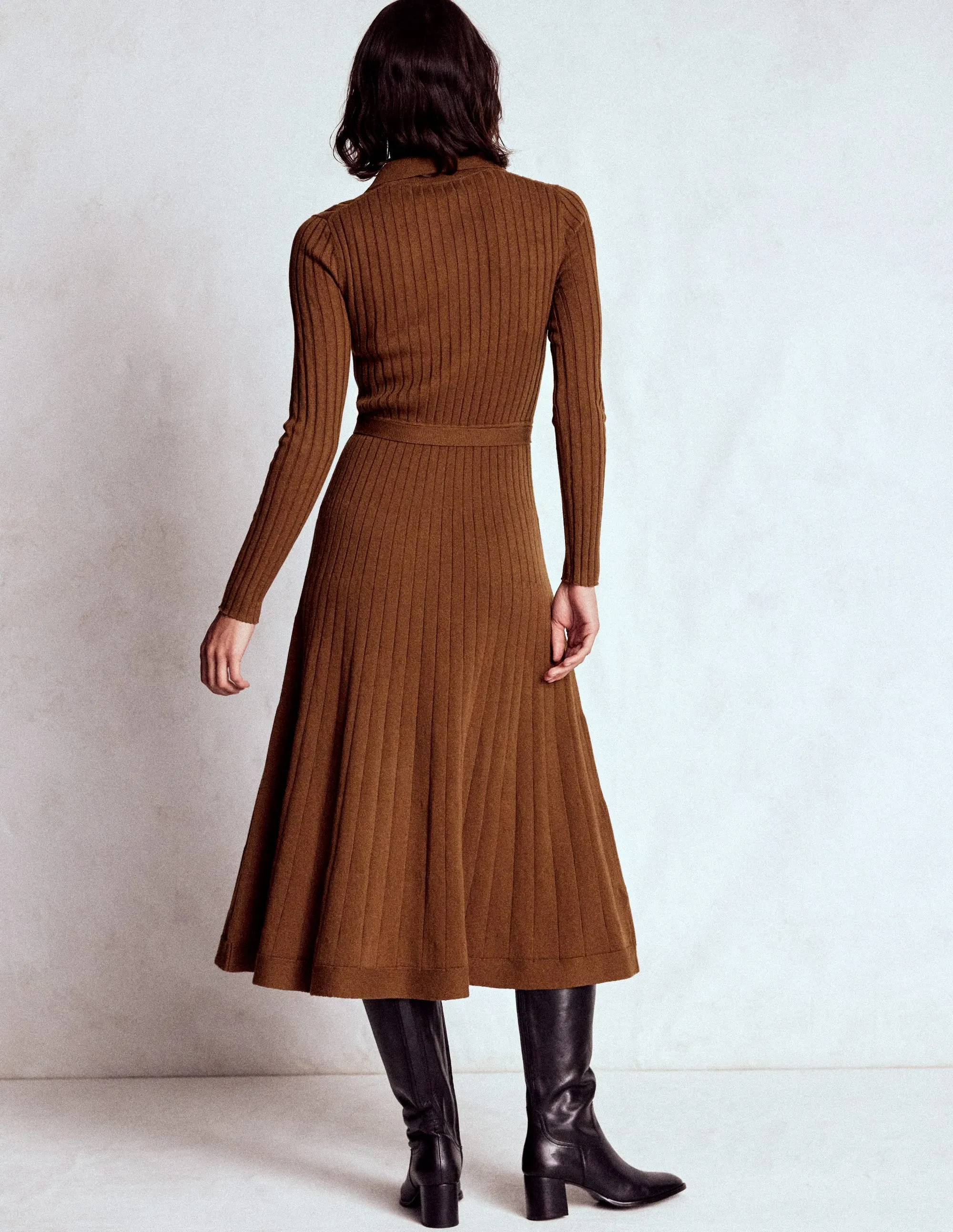 Flawless Construction Rachel Knitted Shirt Dress-Raw Umber