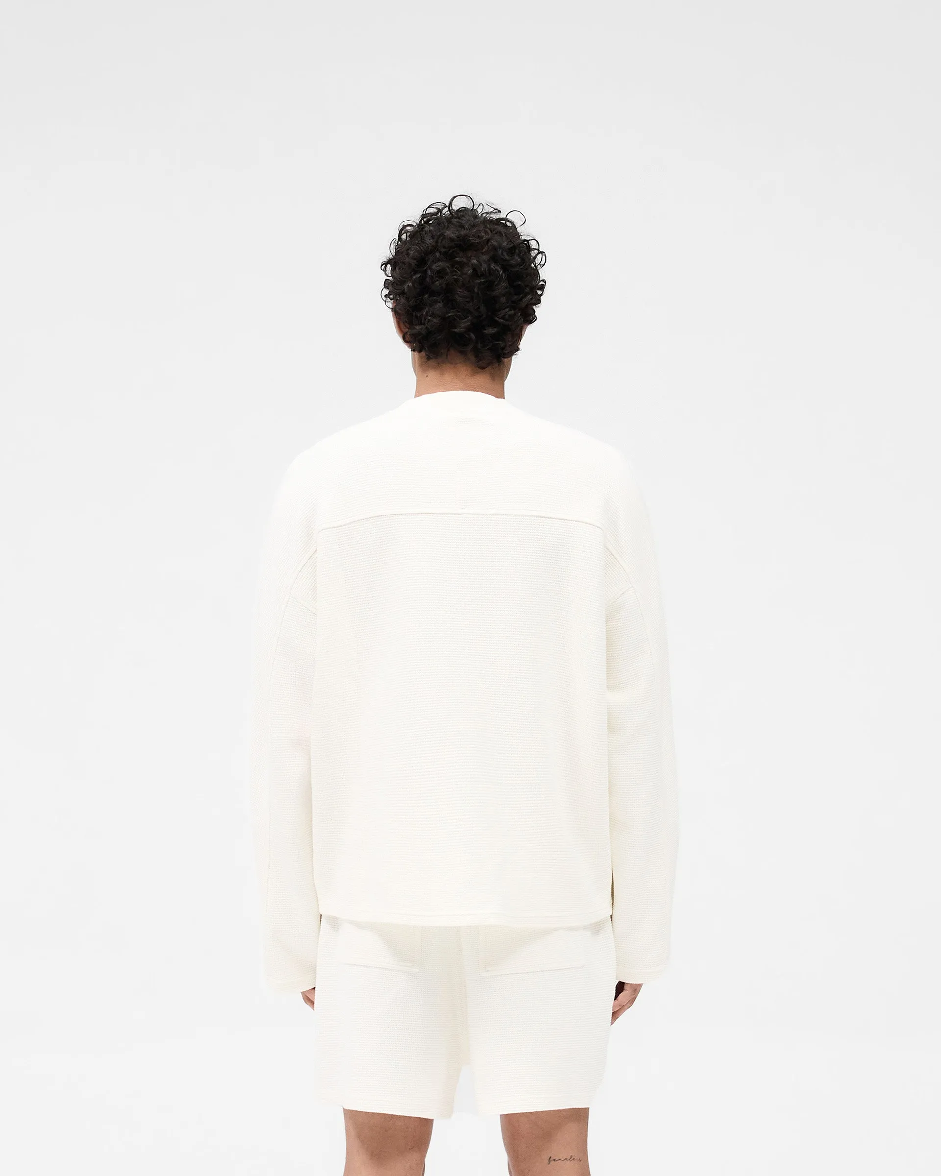 Waffle Long Sleeve T-Shirt - Flat White Active Layer Fit