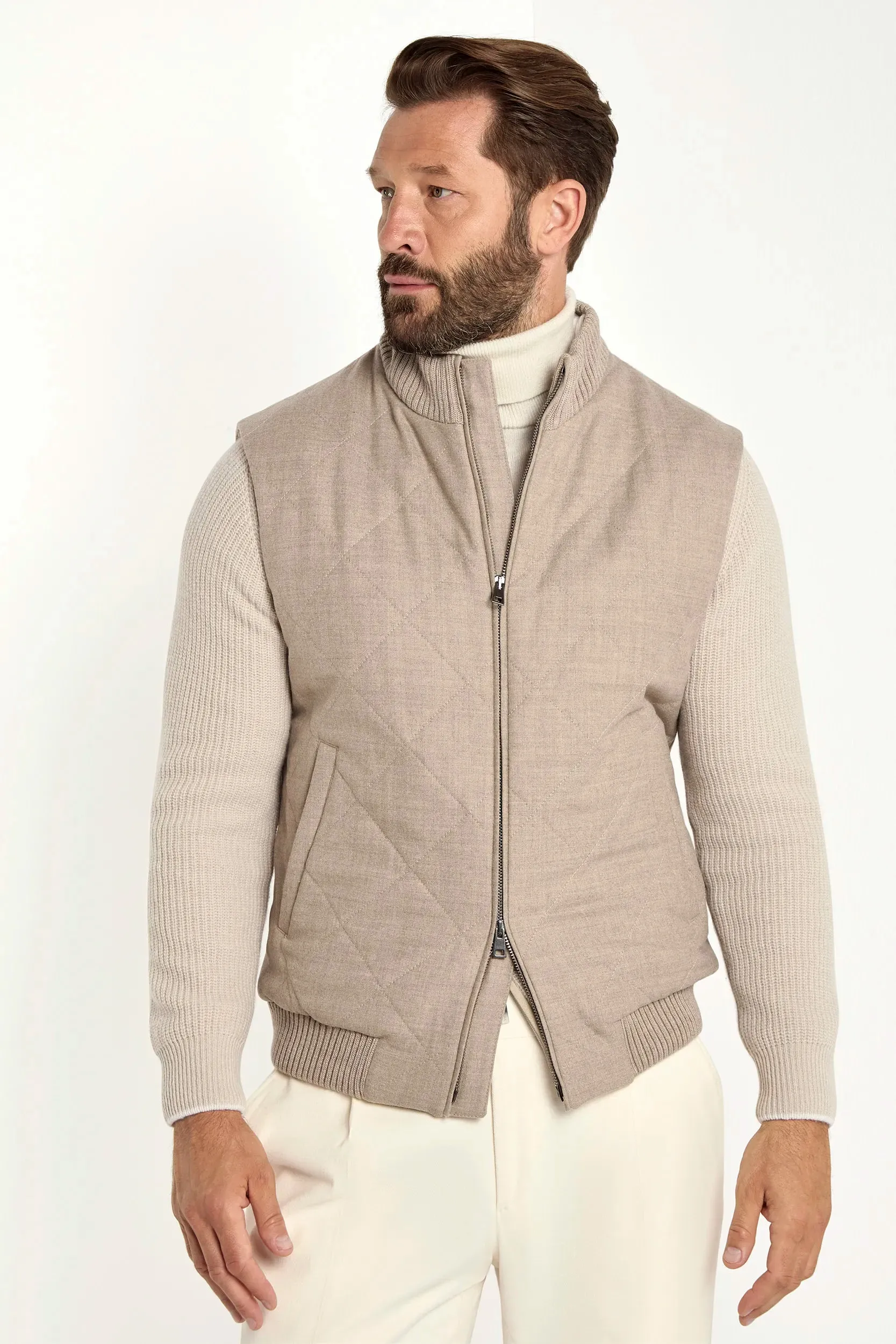 Basic Wardrobe Beige quilted vest - Made in Italy