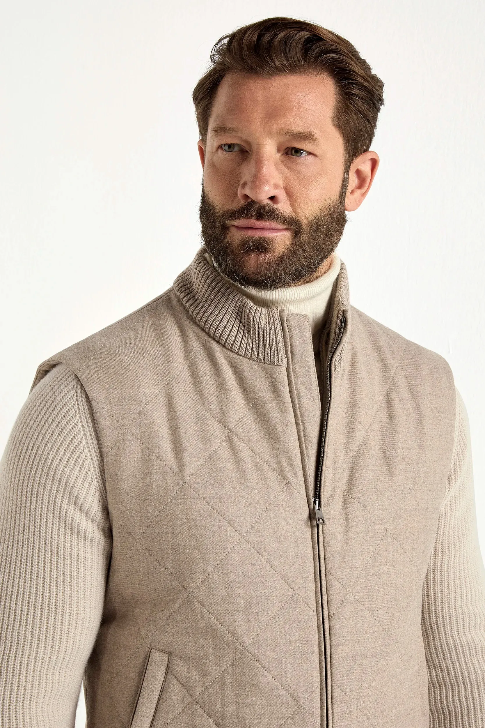 Beige quilted vest - Made in Italy Gym Safe AirflowOptimized