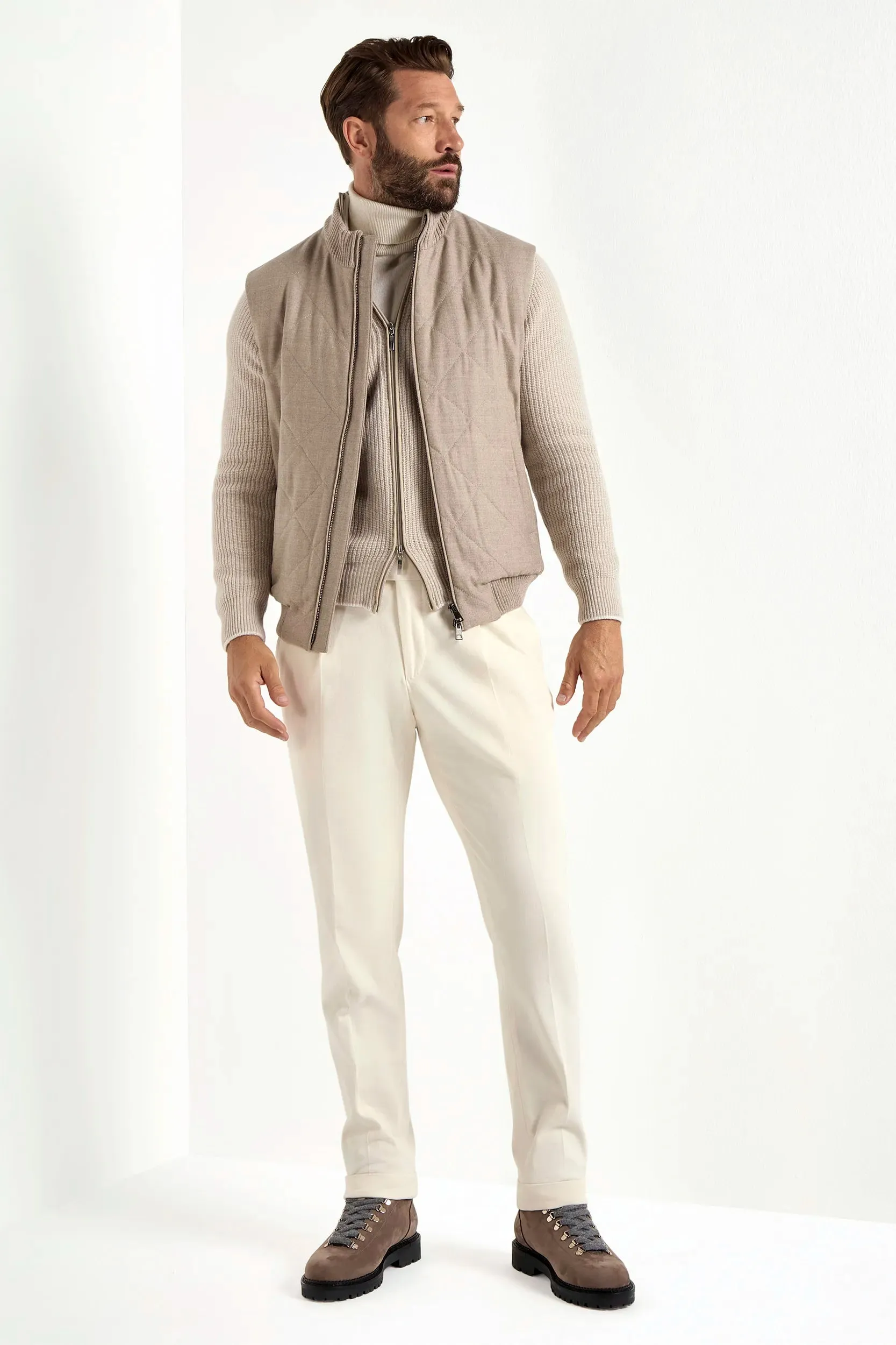 Tight Core Beige quilted vest - Made in Italy