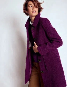 Sealed Seam Construction DetachableLining Carlisle Wool Coat-Plum Jam