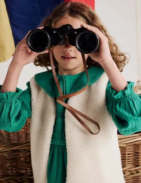 Travel Functional Wear Relaxed Borg Gilet-Ecru