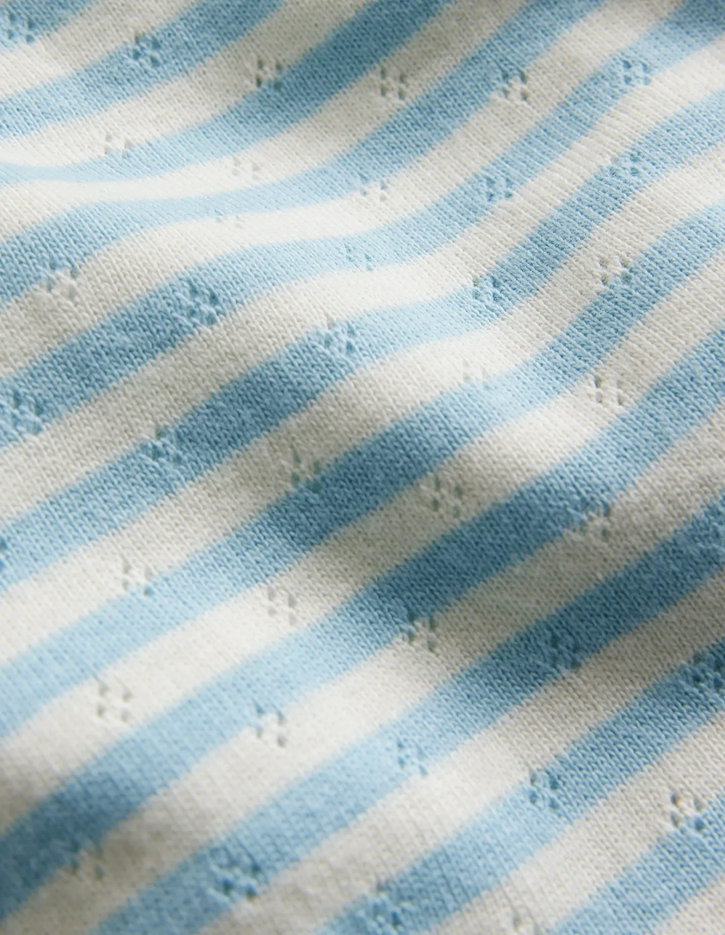 Short Sleeve Pointelle Top-Light Celeste Blue/Soft Ivory BondedEdges