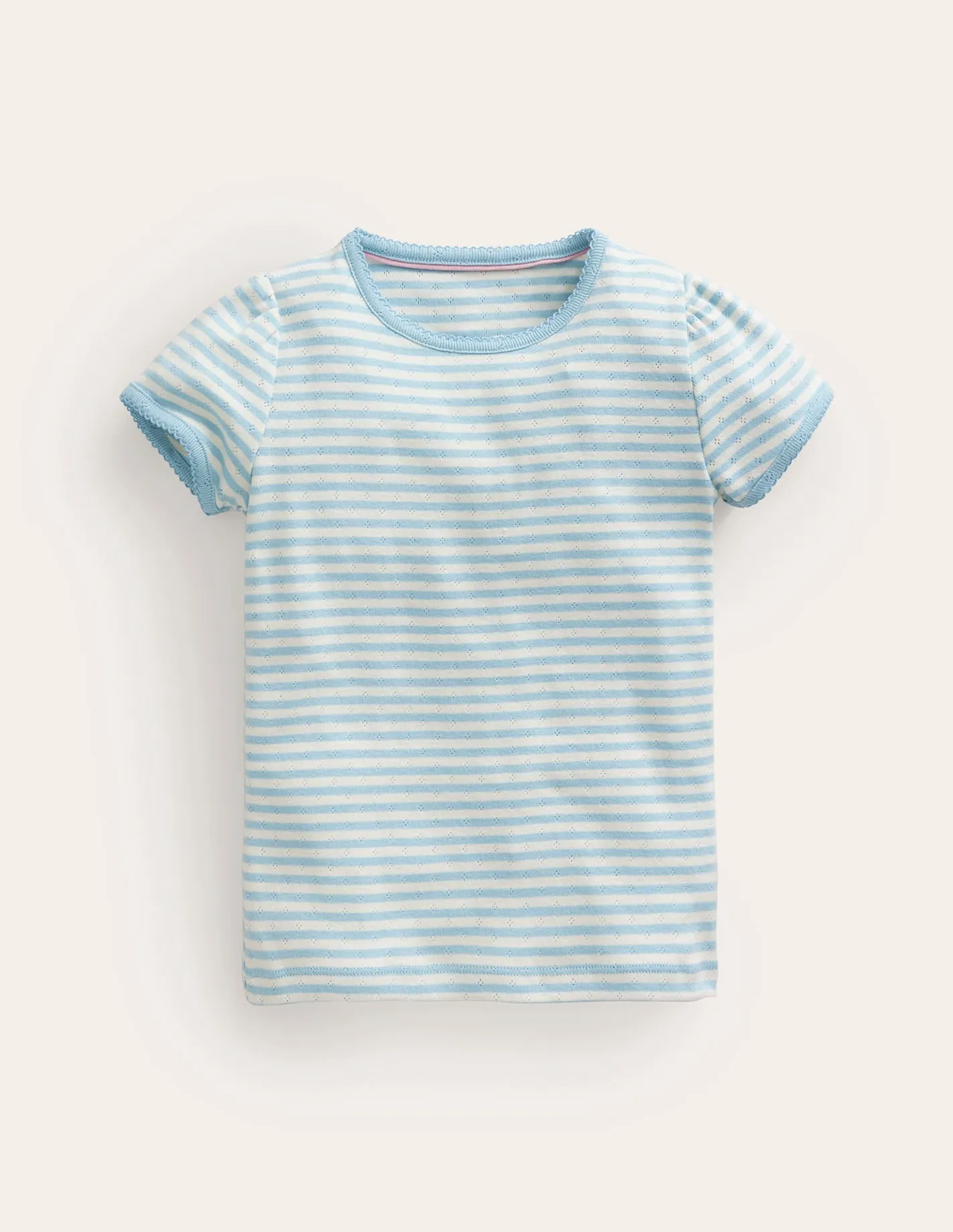 Short Sleeve Pointelle Top-Light Celeste Blue/Soft Ivory CollapsibleFrame ThermalRegulation