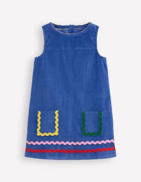 Saffy Cord Pinafore Dress-Bluejay Premium Fabric