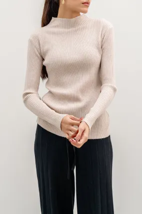 RIBBED HIGH CREW SWEATER Chic Layering